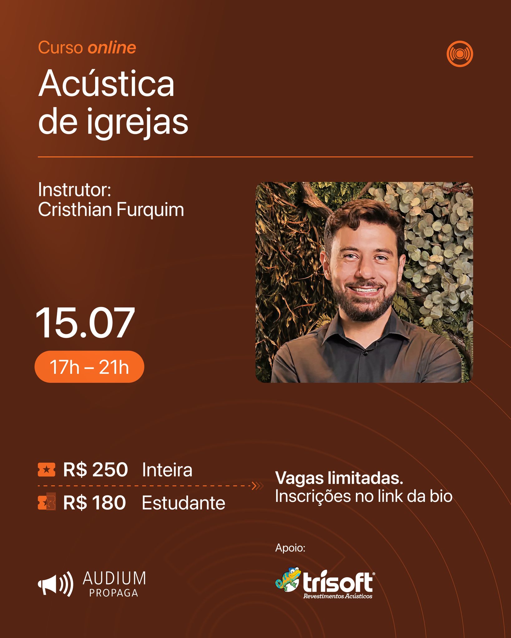 A acústica define como uma igreja é vivida. Quando bem resolvida, sustenta a clareza da fala, valoriza a música e eleva a experiência de quem ocupa o espaço.
Neste curso, conduzido por Cristhian Furquim (@arquitetocristhian) , você aprende a tomar decisões mais precisas desde o início do projeto, evitando improvisos e garantindo resultados consistentes na prática.
Vagas limitadas.�Inscrições no link da bio.