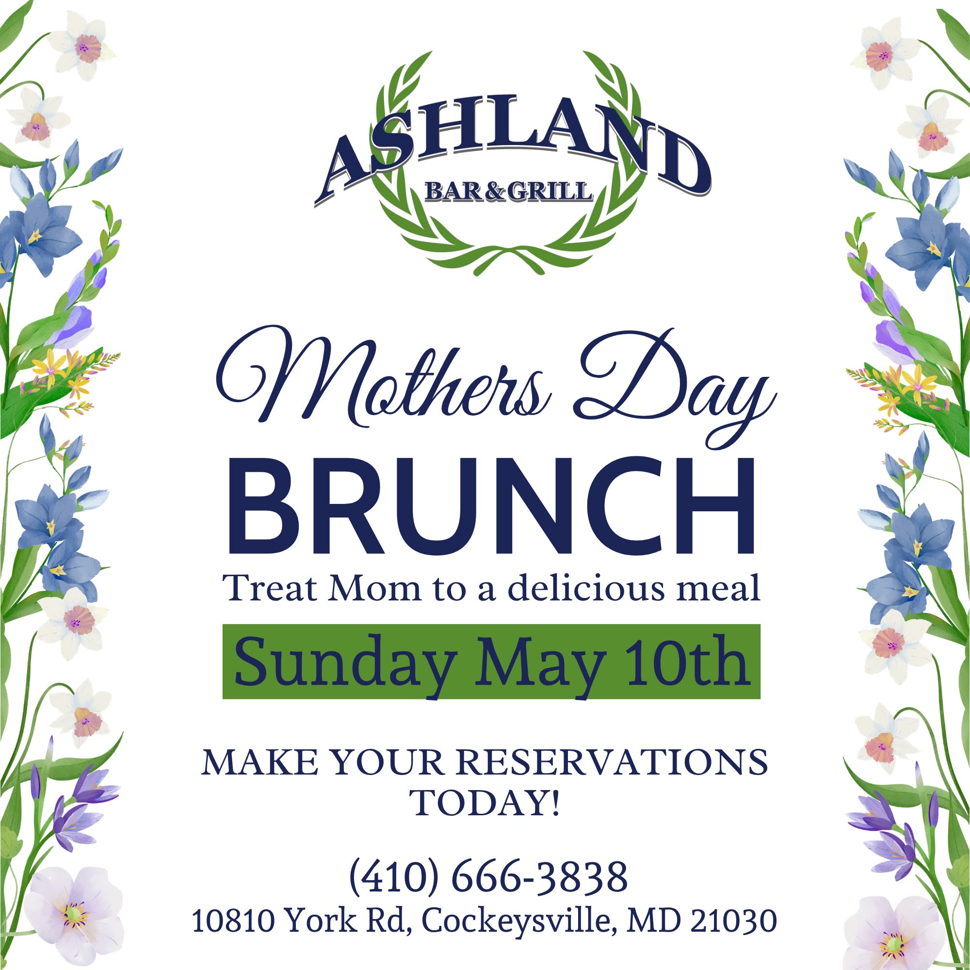 Celebrate Mom the right way at Ashland Cafe πβ¨
Join us this Motherβs Day, Sunday May 10th, 2026, for a delicious meal, cozy vibes, and quality time with the ones who matter most. Treat her to her favorites and make it a day sheβll truly enjoy π
Reservations are highly recommended. Call now to save your table.
π 10810 York Rd, Cockeysville, MD 21030
π (410) 666-3838
π www.theashlandcafe.com
#MothersDay #MothersDayBrunch #AshlandCafe #CockeysvilleMD #BaltimoreEats #BrunchWithMom #CelebrateMom #FamilyTime #FoodieMD #MothersDay2026