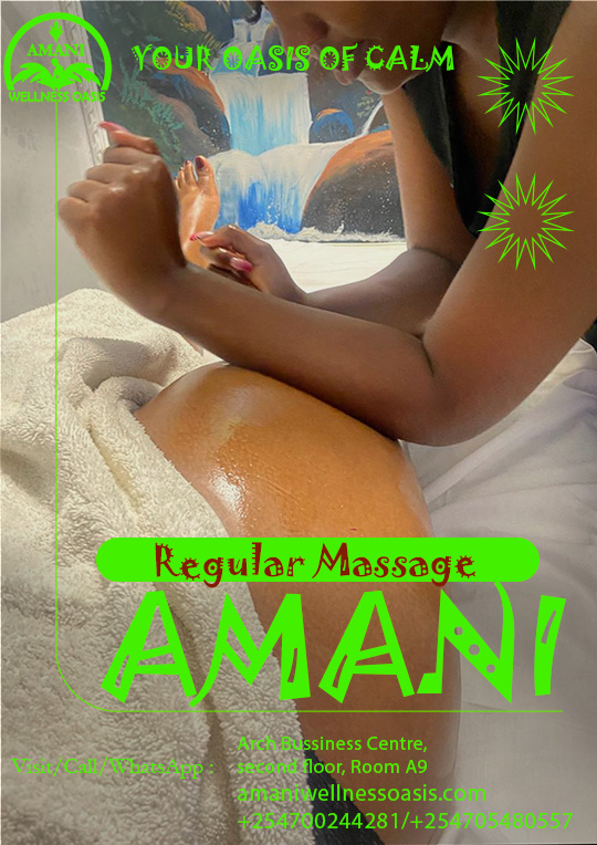 Regular massage is not just relaxation — it’s body maintenance.
Waiting until your body is in pain is not the best way to care for it. Regular massage helps prevent tension buildup, improve circulation, and keep your muscles relaxed and balanced.
Consistent care supports better movement, reduced stress, and overall body comfort.
Take care of your body before it asks for it.
📍 Arch Business Centre, 2nd Floor, Room A9, Along Eastern Bypass
📞 0700 244 281 | 0705 480 557
#MassageCare #BodyWellness #SelfCareRoutine #AmaniWellnessOasis #Relaxation
