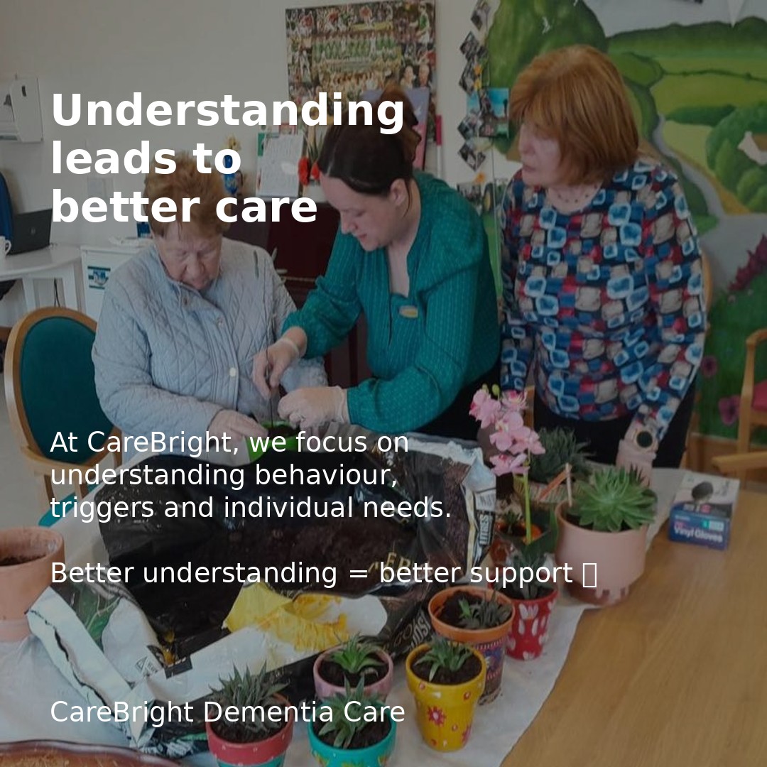 At CareBright, we believe better understanding leads to better care 💙
When a person living with dementia becomes distressed or anxious, it’s important to understand what may be causing it — whether it’s pain, confusion, fear, overstimulation, or an unmet need.
By taking time to observe, listen, and respond with compassion, we can provide calmer, safer, and more person-centred support.
Because every behaviour is communication, and every person deserves to feel understood ❤️
#CareBright #DementiaAwareness #PersonCentredCare #DementiaSupport #CareWithCompassion #IrishHealthcare #DementiaCare #BehaviourSupport #HealthcareIreland #CompassionateCare #LivingWellWithDementia #CareExcellence #CommunityCare #SocialCare #UnderstandingDementia