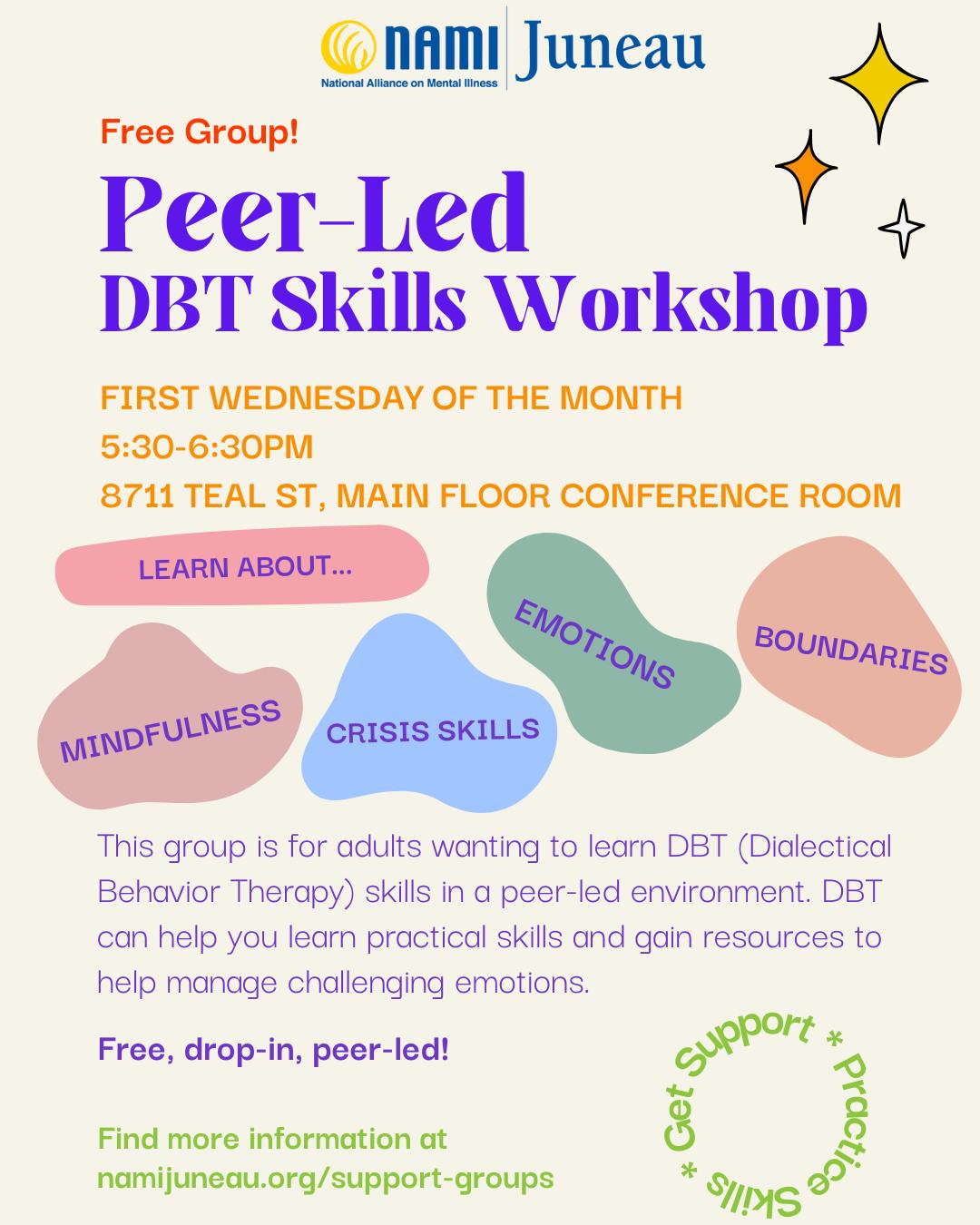 Tonight! Join us to learn and practice DBT Skills in a comfortable, welcoming environment. This group is can be great for anyone wanting more skills around manging challenging emotions.
Also, we use a lot of stickers in DBT. See you there!