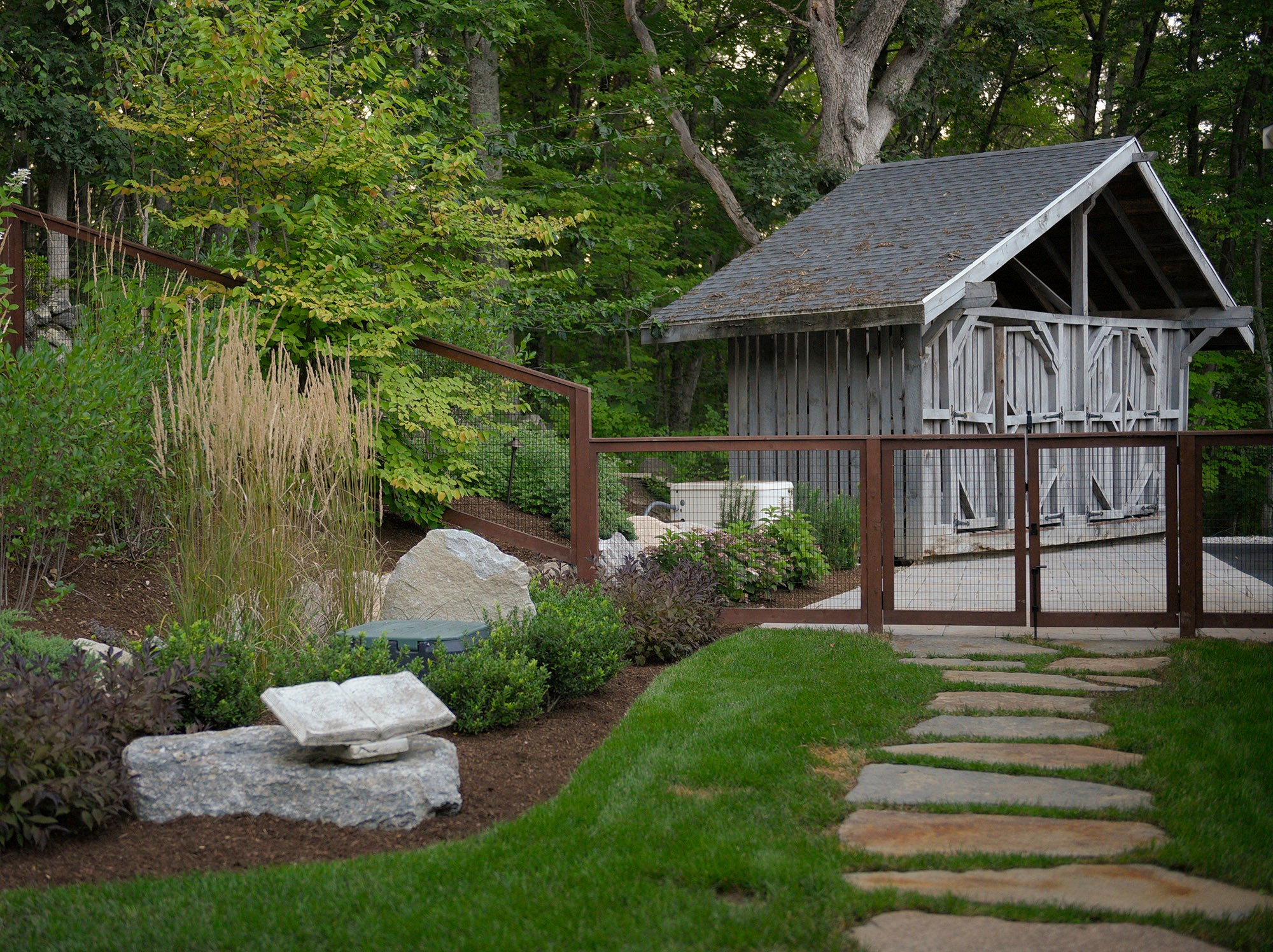 When clients build something this beautiful, we make sure it gets the spotlight it deserves!
Our wonderful clients built this intricate, custom wood shed and we needed to make it part of the new landscape. We carefully lifted and relocated the structure to its new home where it is now framed by the landscape so its craftsmanship is showcased. Sometimes it's not about adding more but honoring what already exists.
A beautiful result, don't you think?
@jhs_landscape_const
#LandscapeArchitecture #CustomLandscape #DesignBuild #NewEnglandGardens #AngieVergeLandscapeDesign