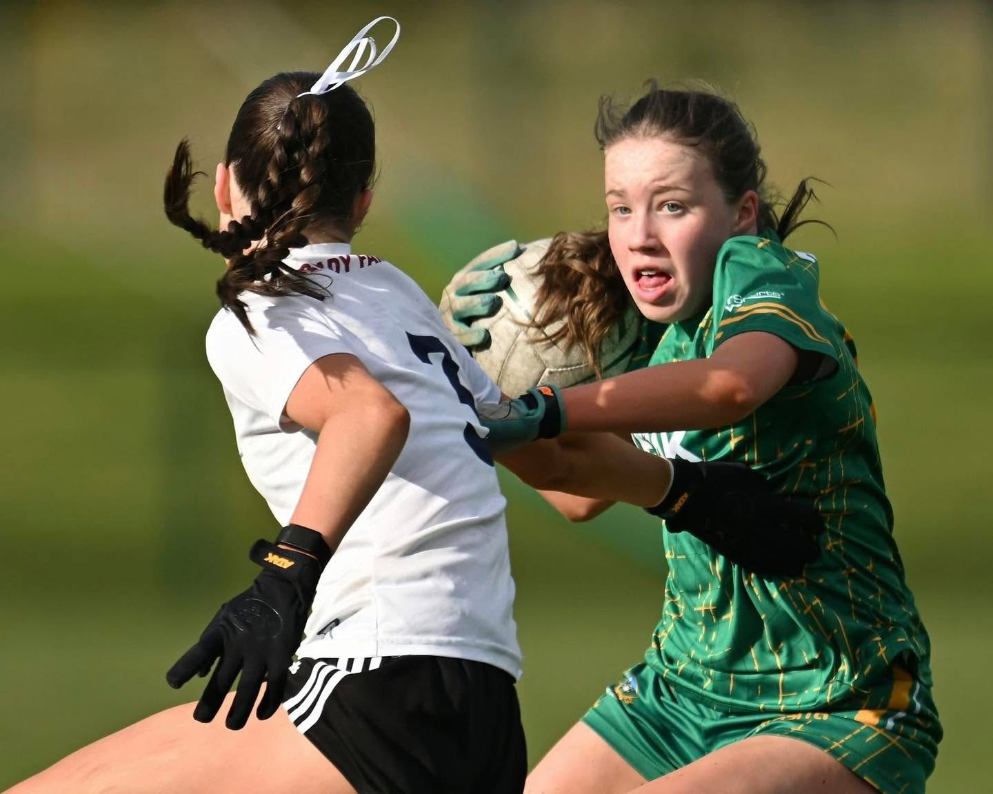 Ádh mór ar Daisy Magee as she lines out for the Meath LGFA U14’s in their Quarter Final today against Mayo.