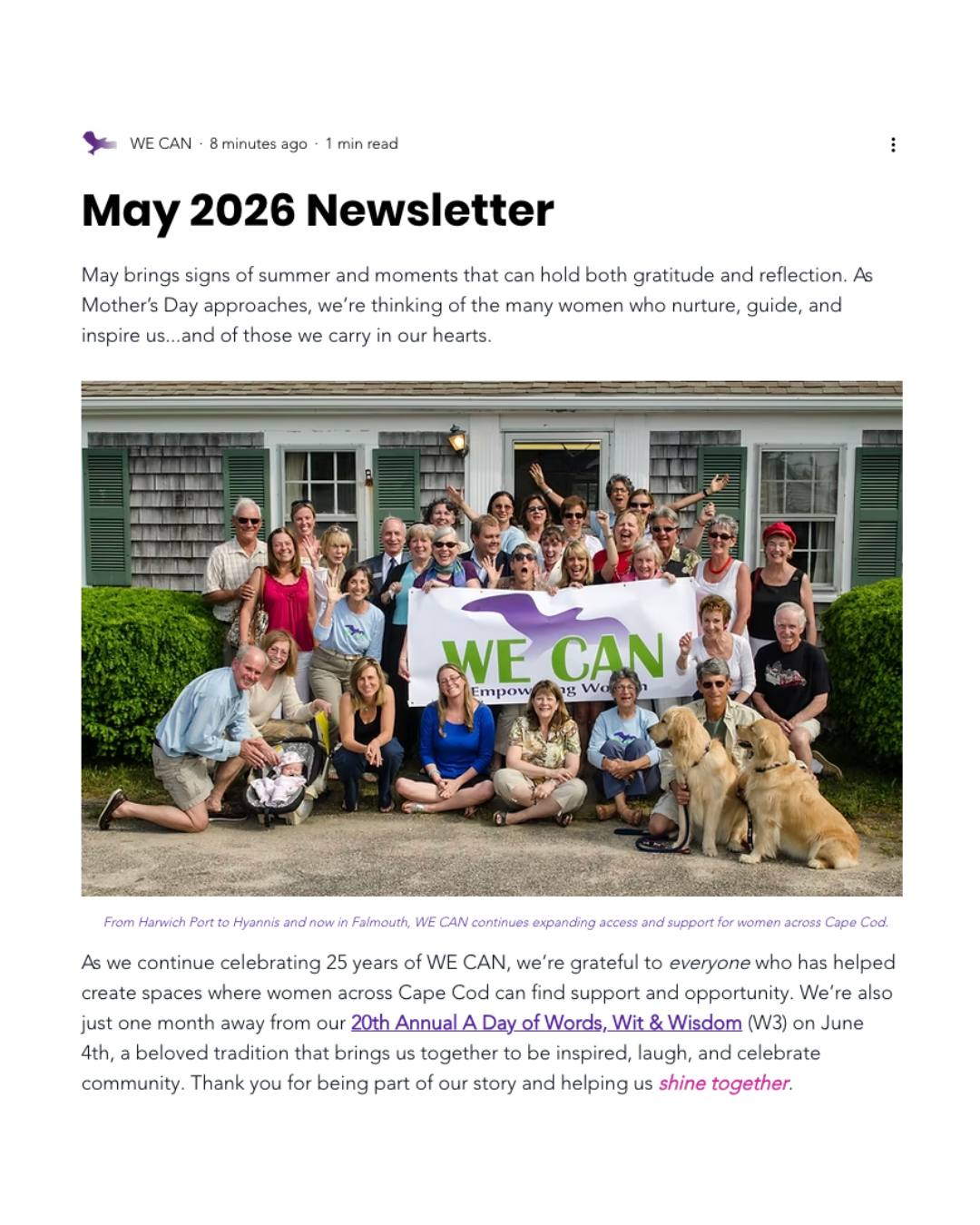 Read our full May newsletter at the link in our bio! 💜