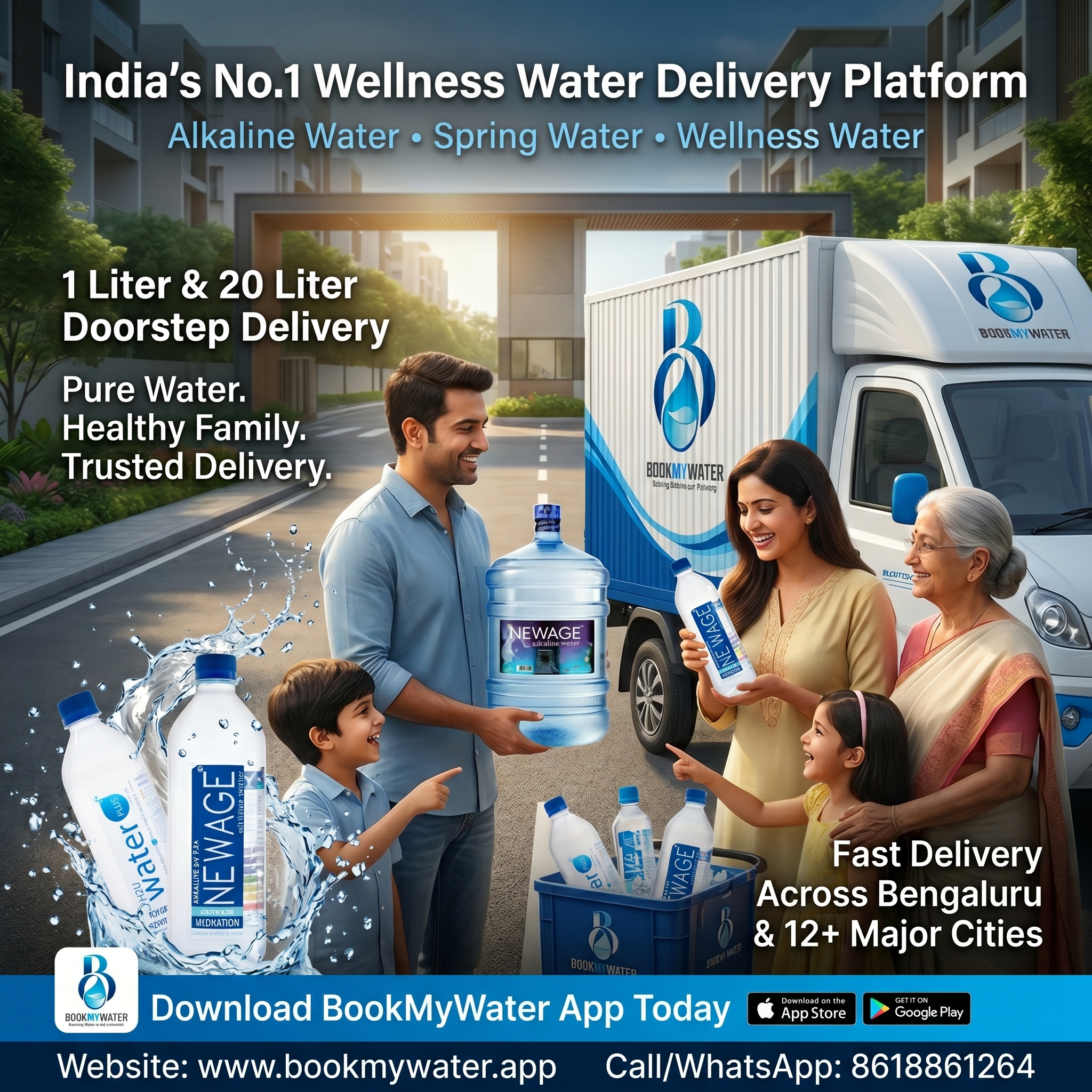 Stay hydrated the healthy way with premium alkaline water delivered right to your doorstep! 💧🚚
With BookMyWater App
, enjoy fresh pH 8+ & pH 9.5+ alkaline water for your home, office, gym, and daily wellness needs. From 20L jars to 1L and 500ml bottles — healthy hydration is now just a tap away. 📱✨
✅ Fast Doorstep Delivery
✅ Premium Alkaline Water
✅ Eco-Friendly Delivery
✅ Easy Ordering Through App
✅ Trusted by Families Across Bengaluru
Drink smarter. Live healthier. Choose BookMyWater today! 💙
📲 Download Now: BookMyWater App
📞 Call / WhatsApp: 8618861264
#BookMyWater #AlkalineWater #HealthyHydration #WaterDelivery #Bengaluru #WellnessWater #DrinkHealthy #PH9Water #HydrationGoals #HealthyLifestyle #20LJar #MineralWater #DoorstepDelivery #WaterApp #H2UWaterPlus