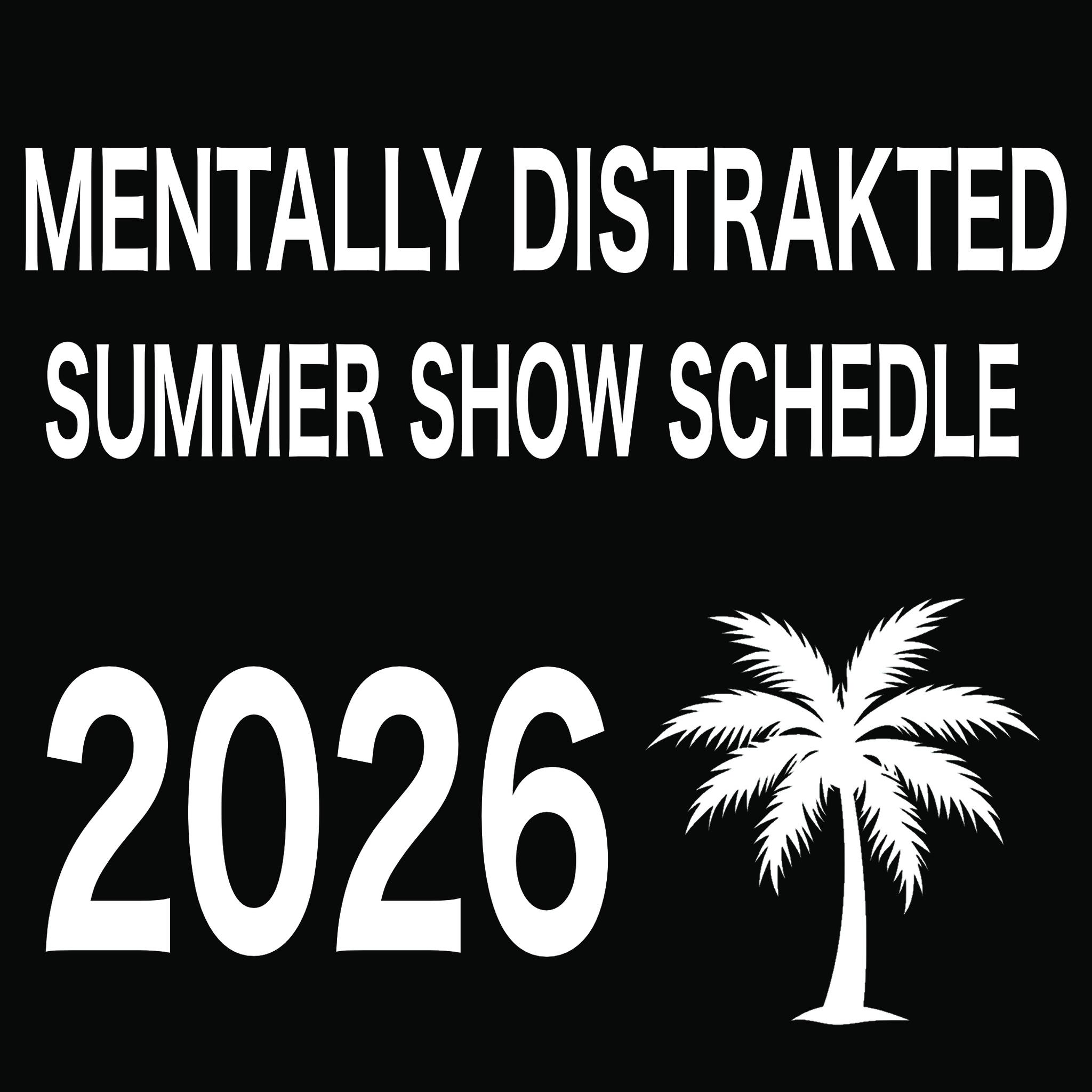 2026 MD SUMMER SHOW SCHEDULE!
We're so excited to play for you!
Scroll through to see a large print version, or head to the last picture to take a screenshot of our full schedule 😉
Be sure to keep your eyes peeled for any updates, I'm sure these aren't the only dates we're playing 👀
Come get a little DISTRAKTED with us!
#mentallydistrakted #localmusic #ohiomusic #summershows