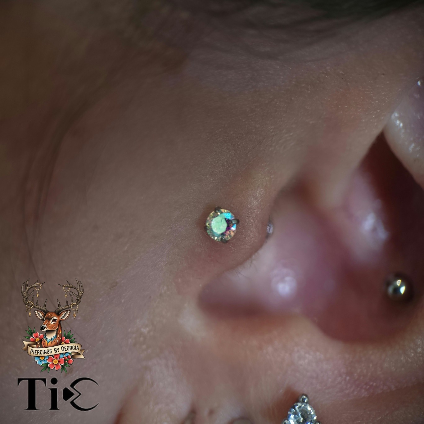 Healed tragus with a 3mm irridencent attachment 🌈
We have availability this week for piercings and jewellery changes.
🌐 the link to book is in my bio
📅 Appointment only
📍Piercings by Georgia
Birtwistle buildings,
Woodford lane,
Winsford,
CW7 2JP