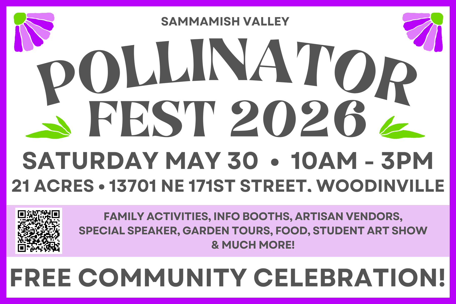 We're buzzing with excitement! 🐝 We will be at Pollinator Fest 2026 on Saturday, May 30th in Woodinville and we'd love to see you there!
This FREE community event will be an un-bee-lievablely fun time! The perfect way to kickstart summer.
Come find us at our booth, say hello, and learn what Planet Bee and the students at Leota Junior High (from @teamnorthshore ) have been up to.
We'll be in great company alongside dozens of incredible local organizations, native plant experts, and pollinator champions from across the region.
🌸 When: Saturday, May 30 | 10 a.m. – 3 p.m.
📍 Where: 21 Acres | 13701 NE 171st St., Woodinville
🎟️ Cost: FREE!
Save the date and bring the whole hive. 🍯 See you in Woodinville!
🔗 Full event details at the link in our bio!
#familyevents #thingstodowithkids #stem #stemeducation