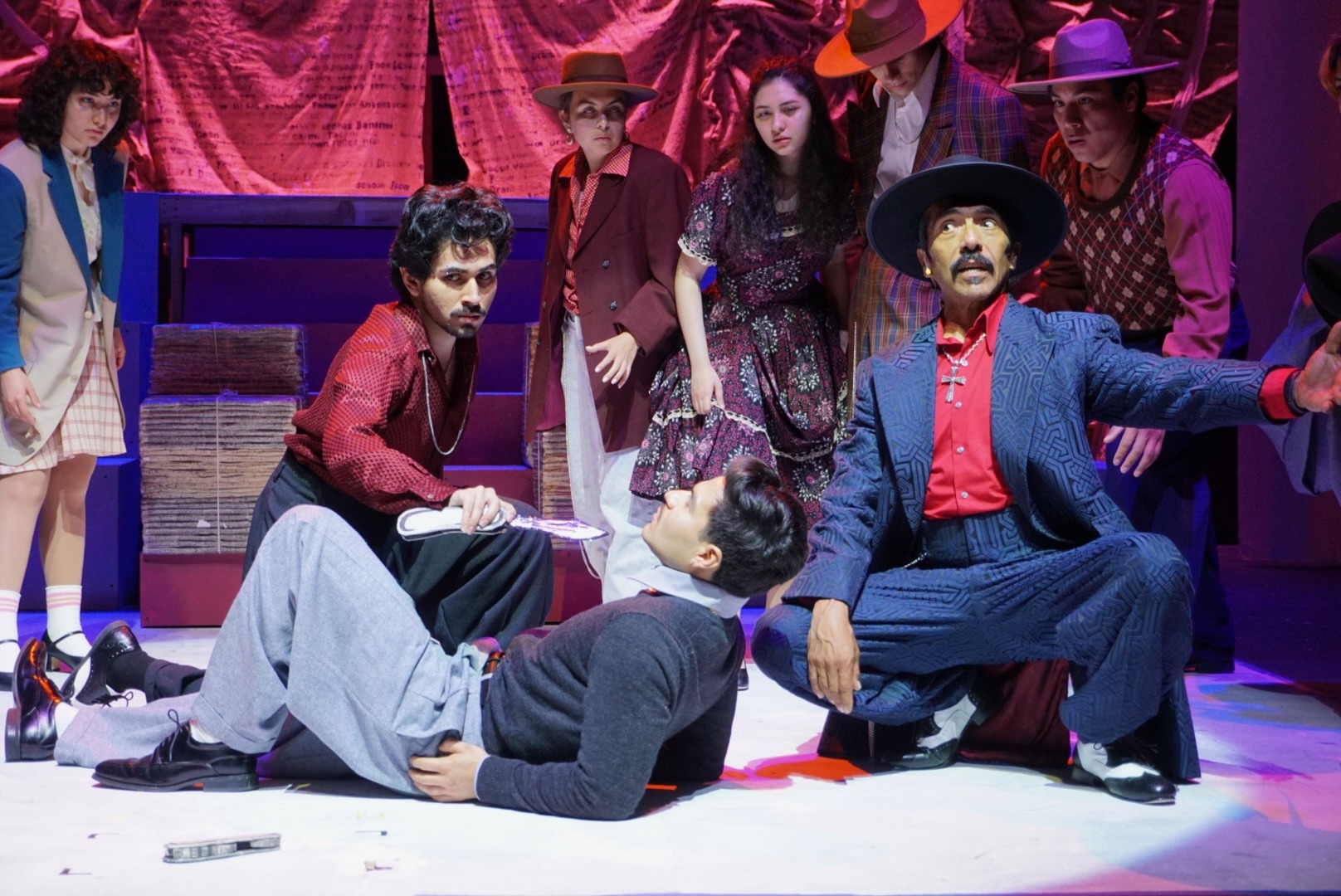 Restless nights in Sleepy Lagoon 🌒
@Carlit000sss iamraulcardona @patino_nat @mai.louf
@xo.kevin7 @_ger_ver_
LA Mission College Theatre Arts presents “Zoot Suit,” written by Luis Valdez and co-directed by Robert Cucuzza and Raúl Cardona. “Zoot Suit” will be presented May 15-31, 2026 in the AMP Theater on the LA Mission College campus in Sylmar, CA. Tickets start at $10 and can be purchased through www.lamcstage.com. LA Mission College will be hosting a variety of cultural events coinciding with many of the twelve shows. For the performance and event schedule, company list, and information about the show, visit www.lamcstage.com.