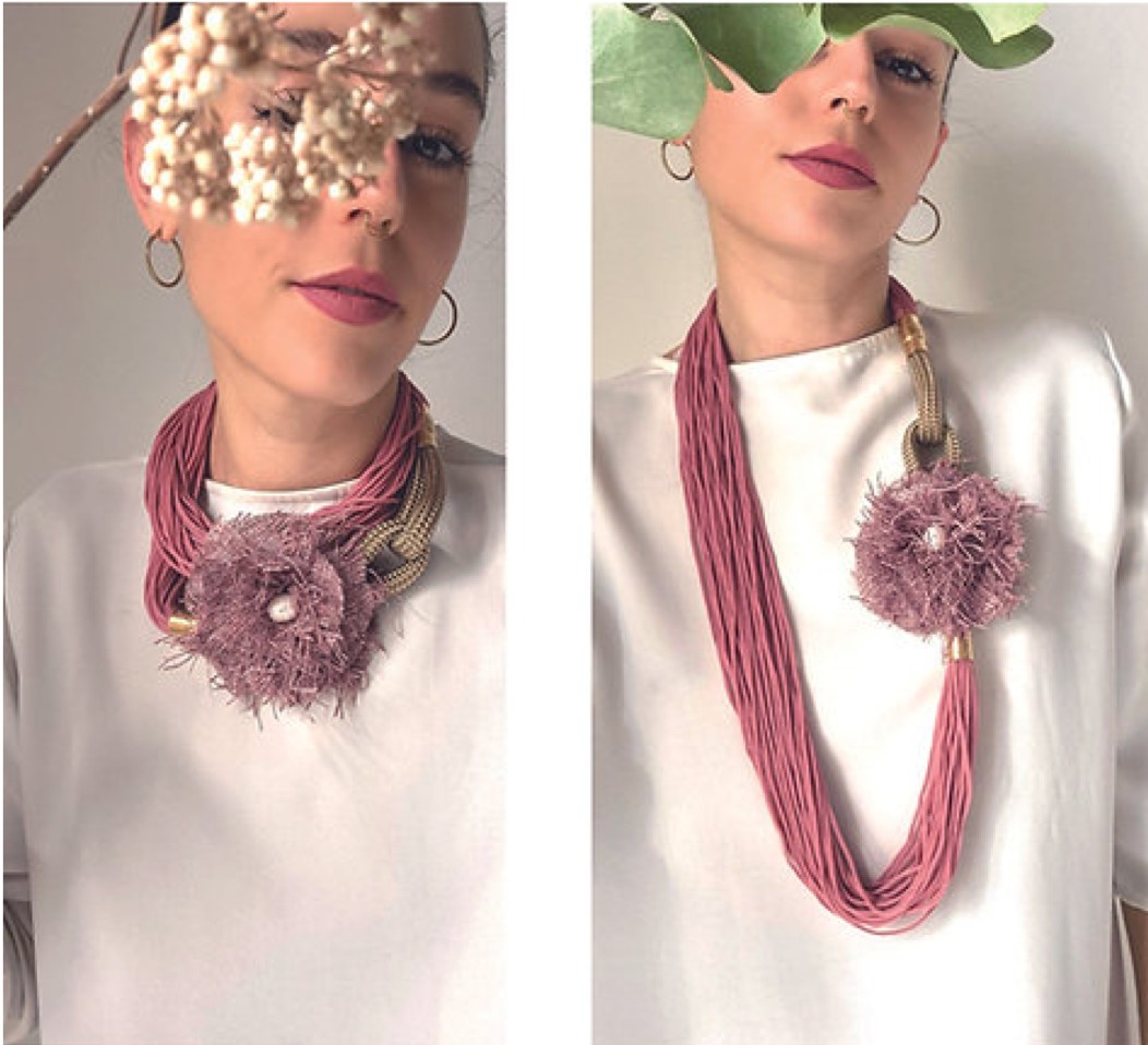 👉Shop for your store: Botanica necklaces on TRADEprivé
The Iris necklace/belt features a multi-strand design with nautical-style details. Peonia necklace features a multi-strand design with nautical-style details.
It is embellished with a linen flower frayed at the edges and finished with an irregularly shaped freshwater pearl at the center.
The magnetic clasp allows you to easily unfasten it and wear it in different ways.
#contemporaryjewelry #SustainableAccessories #necklacedesign #artisanjewelry