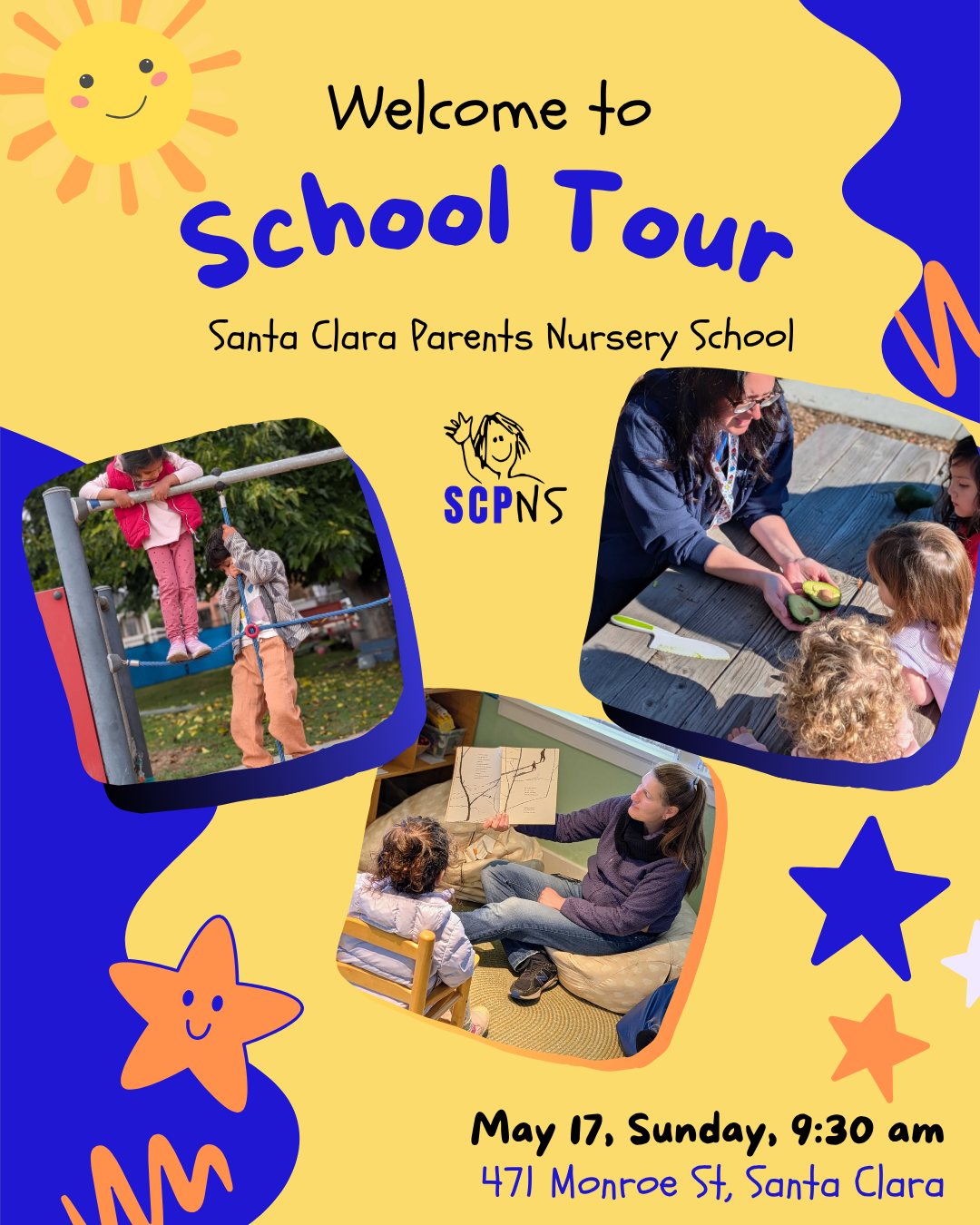 Curious about preschool at SCPNS? 🌿✨
Join us for a school tour on May 17 and experience our play-based, cooperative community firsthand! Explore our classrooms, learn about our child-led philosophy, and discover how children and families grow together at Santa Clara Parents Nursery School.
We’d love to welcome you and your little one! 💛
#PreschoolTour #PlayBasedLearning #CooperativePreschool #SantaClaraParentsNurserySchool #SantaClaraPreschool #EarlyChildhoodEducation #ParentParticipation