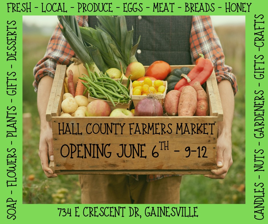 🌻 The countdown is on! 🌻
Opening Day at the Hall County Farmers Market is Saturday, June 6th, and we can’t wait to welcome everyone back for another wonderful season of fresh produce, local goods, homemade treats, handmade items, and community fun!
Shop local, support small businesses, and spend your Saturday morning with us.
📍 Hall County Farmers Market
🗓 Saturday, June 6
⏰ 9 AM – 12 PM
Support Local • Build Community