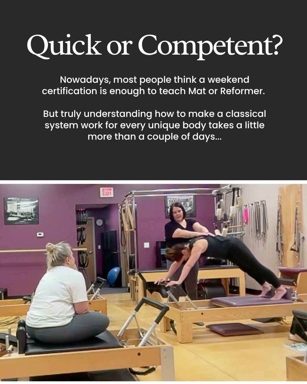 When I set out to become a Pilates educator, I knew I didn't want to just repeat standard cues. I wanted to deeply understand the classical system so I could confidently adapt it for any body that walked through the door.
That passion turned into 650+ hours of foundational training, followed by 5 weekends of advanced education to keep pushing my own boundaries.
I earned my National Certification along with a Size Inclusive Training Academy Certification (because a deep understanding of movement means knowing how to support and challenge bodies of all sizes, shapes, and backgrounds).
And I have LIVED experience in a bigger Pilates body.
Whether you are looking to understand your own personal practice or want to dive deep into a training program that embraces all bodies, I’m here to help.
Drop a comment or send a DM to chat about the next steps!
Cadillac & Tower Training starts in July!