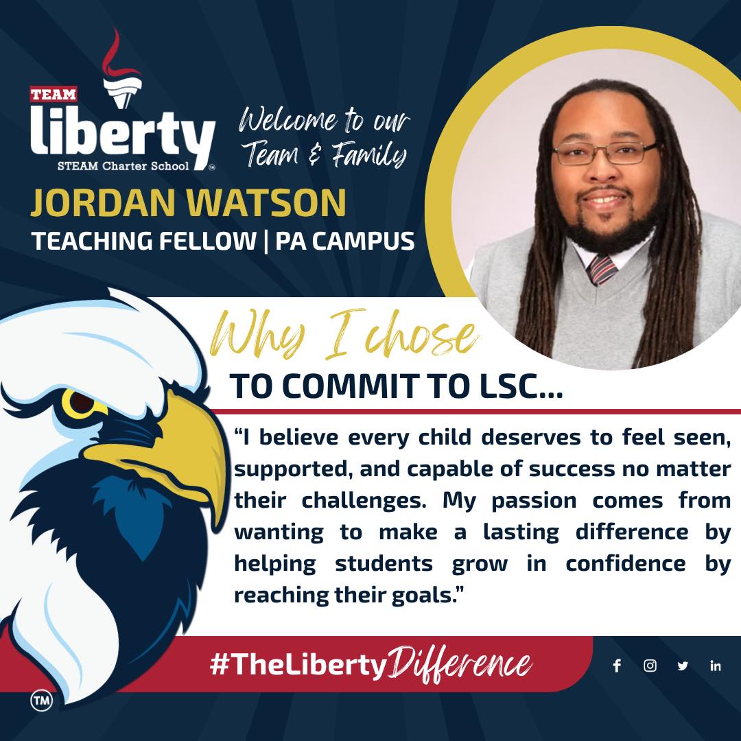 Growing the team. Growing the impact.
Welcome Jordan to Liberty STEAM Charter’s Primary Academy in a new role as we gear up for 2026-27 school year to continue making #TheLibertyDifference! #CharterChoiceChange