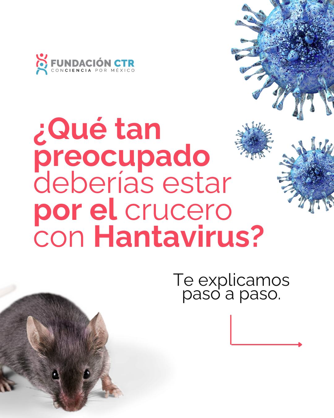 Menos pánico, más conciencia. 🚢🐀
¿Qué tanto impacto tiene el caso de Hantavirus del crucero MV Hondius en tu salud? Desliza el carrusel ➡️ y evalúa tu situación real con nuestra guía rápida.
En Fundación CTR promovemos una sociedad informada y responsable. ¡Ayúdanos a compartir!
#FundaciónCTR #ConcienciaPorMéxico #MVHondius #Bienestar #Hantavirus