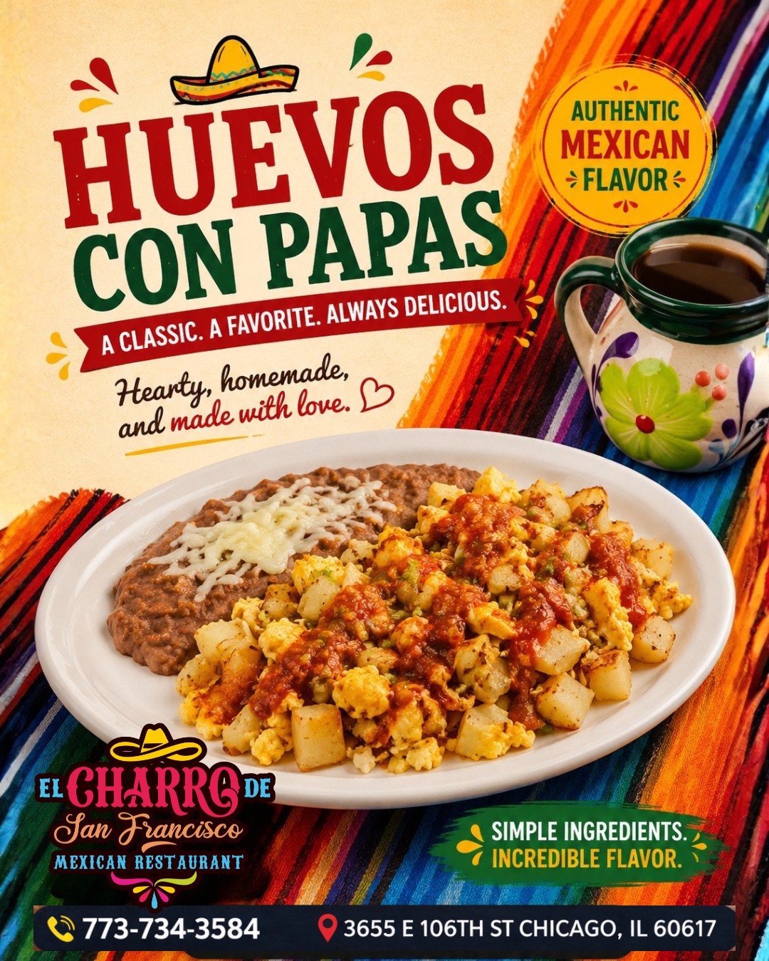 Our Huevos con Papas are a classic favorite that always hits the spot. Simple ingredients, incredible flavor, and that authentic Mexican touch that keeps you coming back for more 😋🍟🍳
Come to enjoy the real mexican flavor 😋:
📍3655 E 106th St, Chicago, IL 60617
#PapasConHuevo #goodfoodgoodmood #desayunos #ChicagoEats #antojosmexicanos #elcharrodesanfrancisco