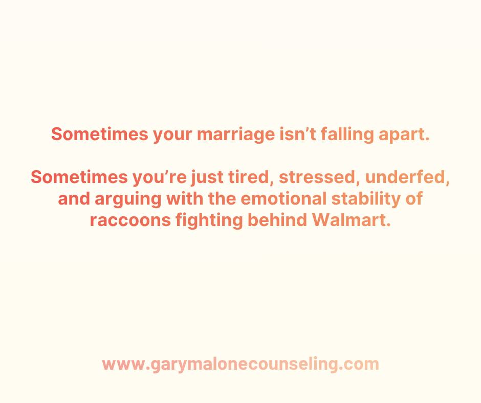 Not every emotion needs a microphone.
Some feelings just need a snack and 20 minutes to calm down.
That realization alone could save a lot of marriages, friendships, and group texts.
Because not all emotions are created equal.
Some emotions are important signals:
“Something feels off.”
“I feel disconnected.”
“I’m hurt.”
“I’m overwhelmed.”
Those matter.
But some emotions are just your nervous system running a low-battery warning after three bad nights of sleep, too much stress, caffeine, hunger, insecurity, and a text message that simply said: “k.”
Not every feeling is a truth.
Not every frustration is a crisis.
Not every thought deserves immediate expression.
Maturity isn’t becoming emotionless.
It’s learning discernment between:
“I need to address this” and “I need a nap before I create damage.”
Because a surprising amount of conflict starts with exhausted people demanding permanent solutions for temporary emotional states.
You don’t have to suppress emotions.
You just don’t have to hand every single one a megaphone.
Sometimes the healthiest thing you can do is:
eat something,
go for a walk,
sleep on it,
and revisit the conversation when your nervous system isn’t acting like a raccoon holding a knife.
And if you’re married? This matters even more.
A strong marriage isn’t built by two people who never feel reactive.
It’s built by two people who learn not to weaponize every feeling the moment it appears.
Sometimes emotional intelligence looks a lot less like “speaking your truth” and more like eating some ice cream and calming down.