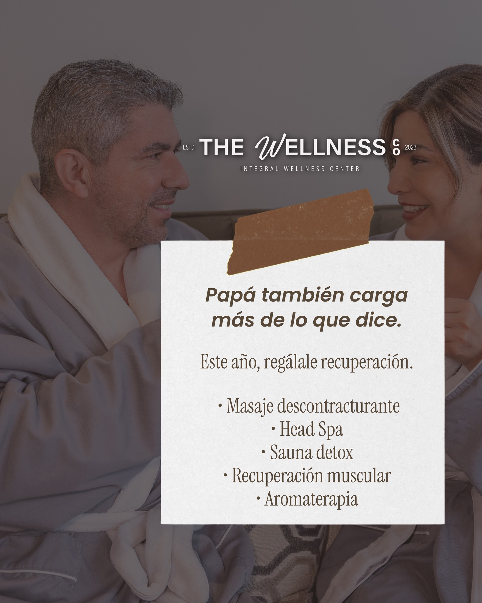 Papá también merece una pausa ✨
Este Día del Padre, regálale un momento para desconectarse, liberar tensión y recuperarse física y mentalmente 🤍
Porque descansar también es cuidar de él.
🎁 Gift Cards disponibles
✨ Paquetes exclusivos por Día del Padre
Agenda su experiencia:
📲 WhatsApp 656 100 0721 ☎️ 656 740 4720