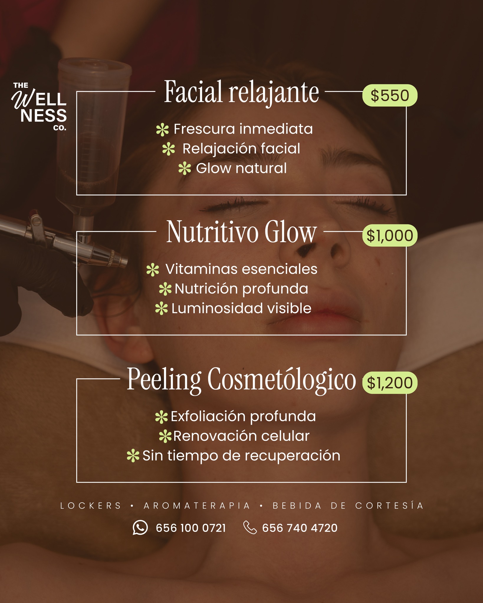 Tu piel cambia, y sus necesidades también ✨
Desde hidratación y glow, hasta renovación profunda y frescura inmediata… tenemos faciales diseñados para cada tipo de piel y objetivo 🤍
Relájate mientras tu piel recibe el cuidado que merece 🌿
▫️ Lockers
▫️ Aromaterapia
▫️ Bebida de cortesía
Agenda tu facial y déjanos ayudarte a encontrar el ideal para ti 📲✨