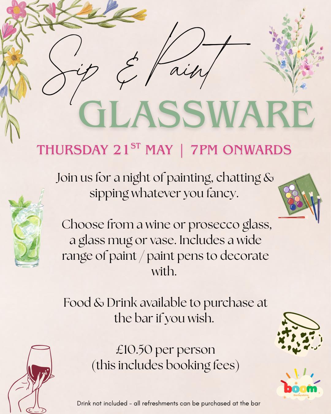 📣 THIS THURSDAY
Final call to join us for one of our famous sip & paint evenings! 🎨🥂
You can join us for a regular sip & paint and pick from a wine/prosecco glass, glass mug or vase 🌼
OR
Create your own reed diffuser 🌸
We have some tickets available & we would love for you to join us ✨
Come alone or with friends and join our community of lovely ladies getting creative, no judgement just fun!💗
Booking link in bio 🎟️