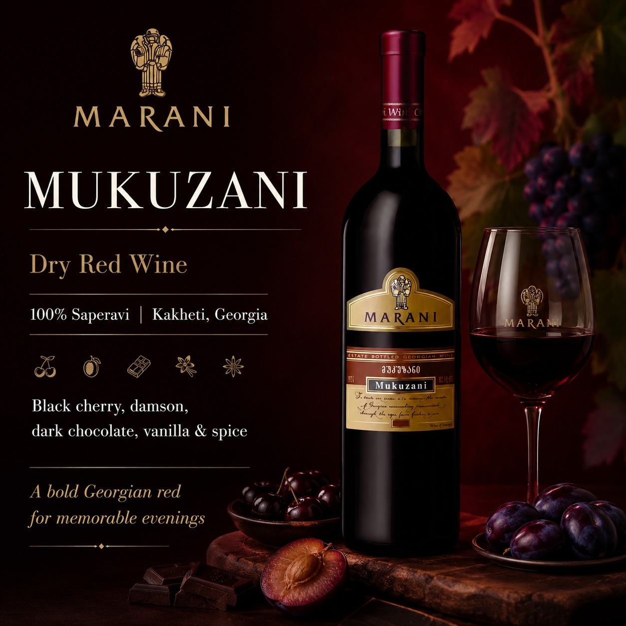 Fancy something different for the BBQ week?🍷
Marani Mukuzani 2018 is a dry red wine from Georgia’s renowned Kakheti region, crafted from 100% Saperavi, a native grape variety loved for its deep colour, structure and character.
In the glass, it is rich and deep red, opening with aromas of black cherry, dark chocolate, vanilla and warm spice. On the palate, expect generous ripe fruit, notes of damson, robust tannins and a long, refined finish.
Aged for 10–12 months in oak barriques, this is a beautifully structured wine with depth, warmth and elegance. The kind of bottle that belongs beside grilled meats, roasted lamb, beef stews, game, mature cheeses and rich tomato-based dishes.
Perfect for evening BBQ dinners, weekend feasts and anyone who loves full-bodied reds with dark fruit and a touch of oak.
Shop Marani Mukuzani 2018 online now and discover one of Georgia’s most characterful dry red wines: https://www.geonaturals.co.uk/product-page/mukuzani-marani