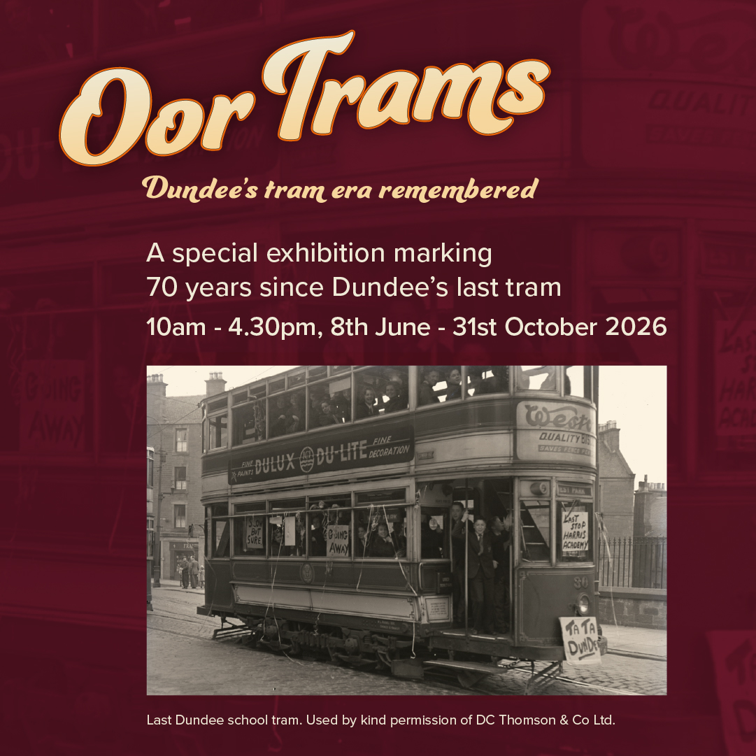 🚋 Opening June 8: Oor Trams – Dundee’s Tram Era Remembered 🚋
A brand-new exhibition celebrating Dundee’s iconic tram history arrives this June.
Step back in time and explore the story of the trams that carried generations of Dundonians through the city for nearly 80 years.
Discover:
🛠️ A life-size tram cab reconstruction built by our volunteers using original 1920s plans
✨ Dundee’s only surviving horse tram
🎧 Real memories and stories from the people who worked and travelled on the trams
👨✈️ Interactive experiences including the chance to dress up and climb aboard
Created with the help of the Dundee community, this exhibition brings together treasured memorabilia, personal stories, and a shared passion for the city’s transport history.
📅 Opens June 8
📍 Don’t miss this journey into Dundee’s past.