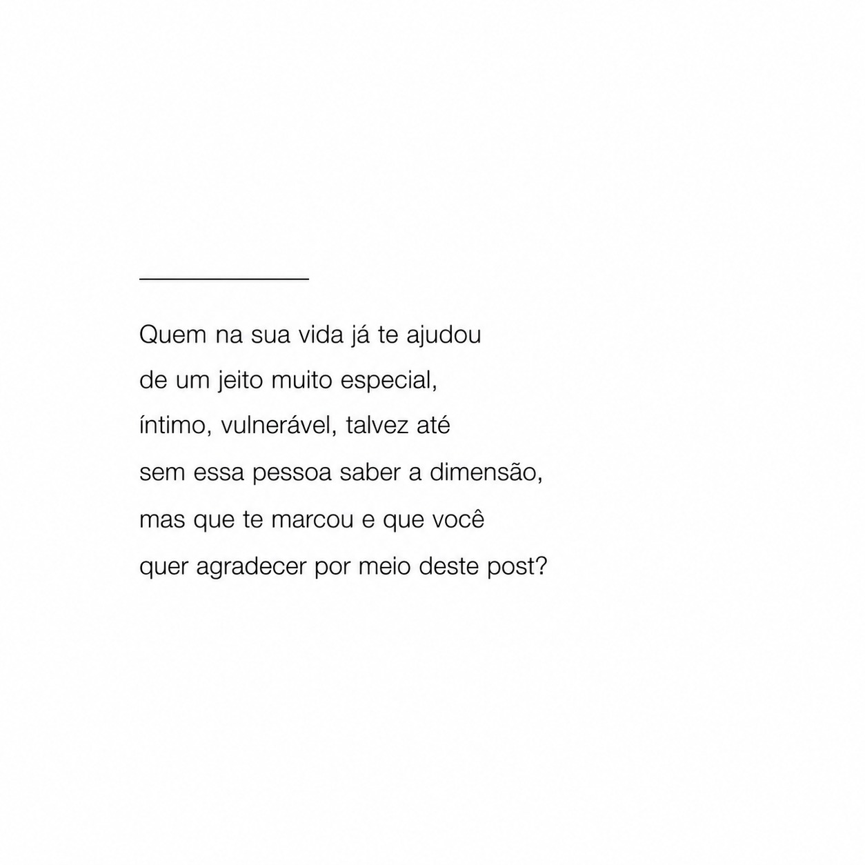 Tenho certeza que isso dará um abraço na alma na pessoa :)
________
Thiago Heine
CRP 06/96925
#psicologia #saudemental #psicologo #psicoterapia #autoconhecimento