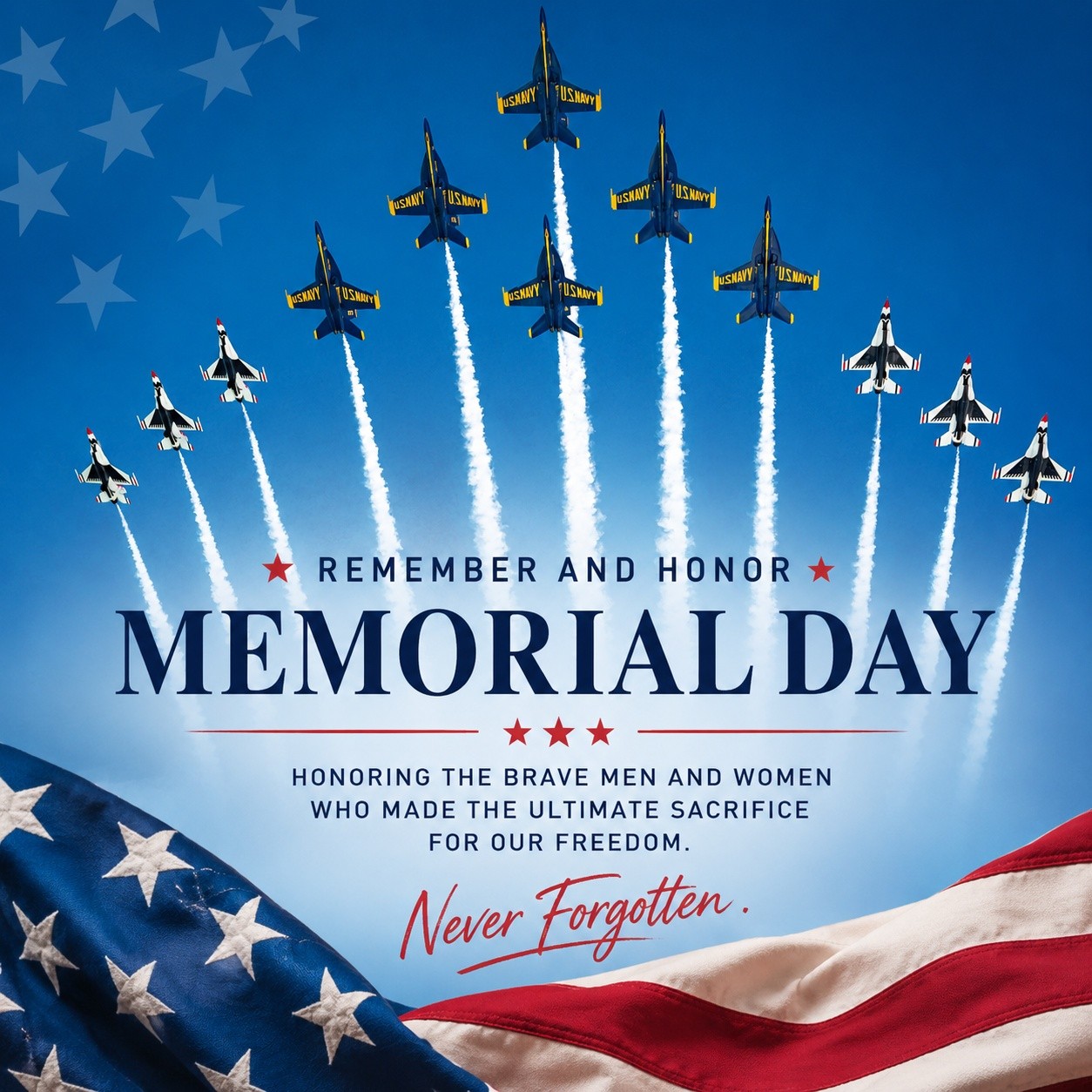 Today we pause to remember and honor the brave men and women who made the ultimate sacrifice for our freedom.
Their courage, service, and sacrifice will never be forgotten.
From our family to yours, wishing everyone a meaningful Memorial Day. 🇺🇸
#MemorialDay #RememberAndHonor #HonorTheFallen #NeverForgotten #USA #EmeraldCoast #Pensacola #FloridaPanhandle