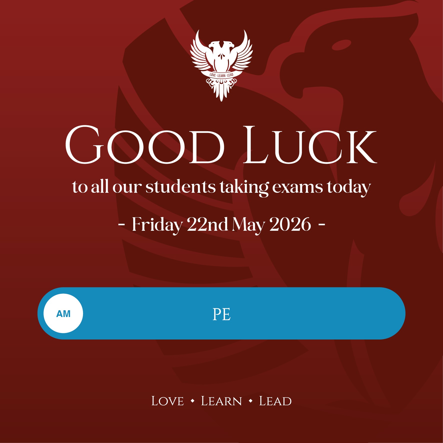 Good luck to all our PE students taking their exam today!
#lovelearnlead #putstambrose1st #pegcse