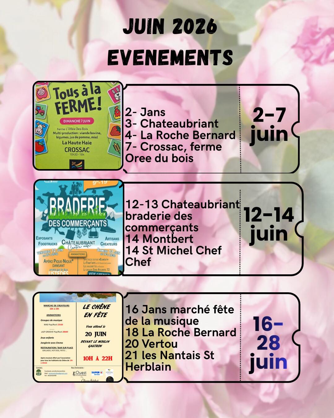✨ Les événements de juin arrivent… et quel bonheur de pouvoir vous retrouver tout au long de ce joli mois rempli de convivialité et de découvertes ✨
En juin, mes créations voyageront dans différents univers pour venir à votre rencontre 🌿
🐓 Lors des marchés à la ferme, dans une ambiance authentique et chaleureuse, entourée de producteurs locaux et de belles saveurs du terroir.
🛍️ Pendant les braderies, parfaites pour flâner, chiner et découvrir de jolies pépites artisanales.
🌊 Au bord de l’eau, lors de marchés artisanaux où douceur estivale, promenade et créations faites main se mêlent parfaitement.
🎨 Sur les marchés de créateurs, véritables lieux de partage et de passion, où l’on met à l’honneur le savoir-faire artisanal et les créations uniques.
🍹 Dans une ambiance guinguette, festive et conviviale, idéale pour profiter des soirées d’été tout en découvrant le travail des artisans locaux.
✨ Et bien sûr sur plusieurs marchés artisanaux où je serai ravie d’échanger avec vous, de vous présenter mon univers et mes nouveautés du moment.
Chaque événement est une belle occasion de soutenir l’artisanat, de découvrir des créations réalisées avec passion et de partager un moment simple et chaleureux 💛
J’ai hâte de vous retrouver en juin ! 🌞 Le mois de juin s’annonce rempli de belles rencontres !
Et aussi sur les Marchés de
Jans 2 et 16 juin
Chateaubriant 3 et 17 juin
La Roche Bernard 4 et 18 juin
L’occasion parfaite pour découvrir mes créations, échanger ensemble et profiter de moments conviviaux dans de magnifiques ambiances ☀️
J’ai hâte de vous y retrouver !
#marchéartisanal #créateursfrançais #faitmain #artisanat #marchédecréateurs #guinguette #juin #petitcreateur #madeinfrance