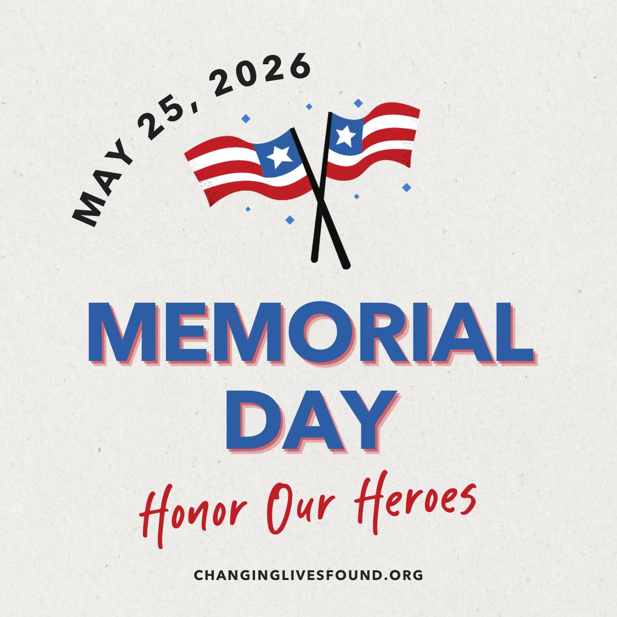 Today, we honor and remember the brave men and women who gave everything for our freedom. ❤️🤍💙 Wishing everyone a meaningful Memorial Day as we remember our fallen heroes. 🇺🇸
#changinglivesfound #up2Him #nonprofit #MemorialDay #HonorTheFallen #RememberAndHonor #NeverForgotten