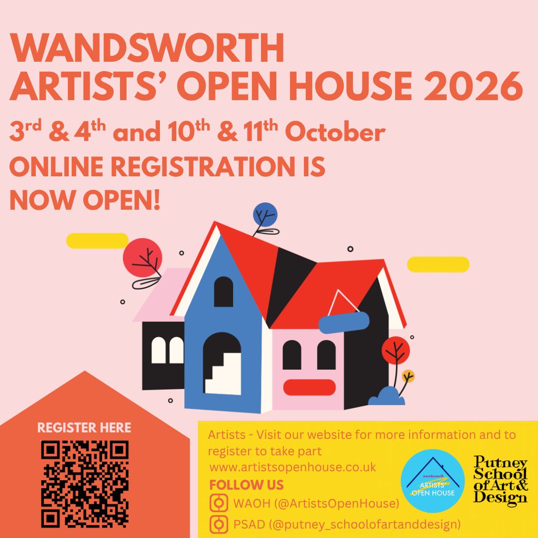 WAOH 2026 - UPDATE!!
We are excited to announce that, after Putney School of Art & Design heard that Wandsworth Artists’ Open House would not go ahead as a borough-wide event this year due to lack of funding, they, with support from Enable and Lynn from Sprout Arts, came up with a plan to coordinate a smaller-scale non-digital 2026 event!
As this has been picked up later than usual, we will not be updating the WAOH website or social media with individual artists’ information, posts or interactive maps this year. Event information will be uploaded with a link to the PSAD registration form & site etc. PSAD will produce the four printed trail maps covering the 4 different wards - Balham, Wandsworth & Battersea, Putney, Southfields, Furzedown & Tooting.
PSAD will promote all participating artists and makers through a centralised campaign they will manage so all artists will need to publicise their own events digitally. Artists will still be able to invite Instagram collaborations with @ArtistsOpenHouse and these will be accepted.
As a result of the event being mostly paper-based, the fees have been reduced compared with previous years but as this will not cover the costs and there is no external funding, PSAD have very generously agreed to cover all remaining associated costs, including staffing time, marketing, design and print costs!
We are so grateful to PSAD for taking this vital project on especially so late in the day. Anyone thinking about becoming a Friend of PSAD, please do!
Register online via the link below and in bio, or use the QR code on the poster.
Deadline for Registration is 15th June 2026.
https://form.jotform.com/261412331699054
Fees for registration:
£60 for 1 x Artist at the venue, £100 - 2 x Artists at the venue, £140 - 3 x Artists at the Venue, £175 - 4 x Artists at the Venue, £200 - 5 x Artists at the Venue
For venues hosting 5+ artists, or for any queries relating to WAOH, please contact psad@enablelc.org and include ‘WAOH’ in the subject line.
#WAOH2026 #WandsworthArtistsOpenHouse #PutneySchoollofArtandDesign #PSAD