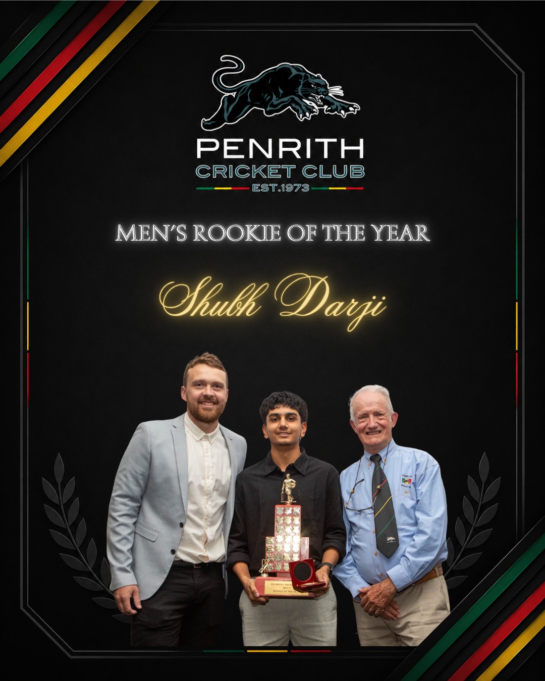 Congratulations to Shubh Darji for receiving the Men's Rookie of the Year. While, for the 2nd consecutive year, we congratulate Ray Dent on taking home the Men's Wicketkeeper of the Year.
Shubh featured in Fourth and Fifth grade throughout the season, finishing with 24 regular-season wickets, including 5/49 against Blacktown.
Ray, who featured in Second and Third grade in the past season, racked up 28 catches and 6 stumpings. Taking him to 34 dismissals for the regular season. Achieving five dismissals in an innings against Blacktown.
Both awards were presented by Maurice Kerkham & current First Grade Captain, Ryan Gibson.
#LTC #PenrithCricketClub