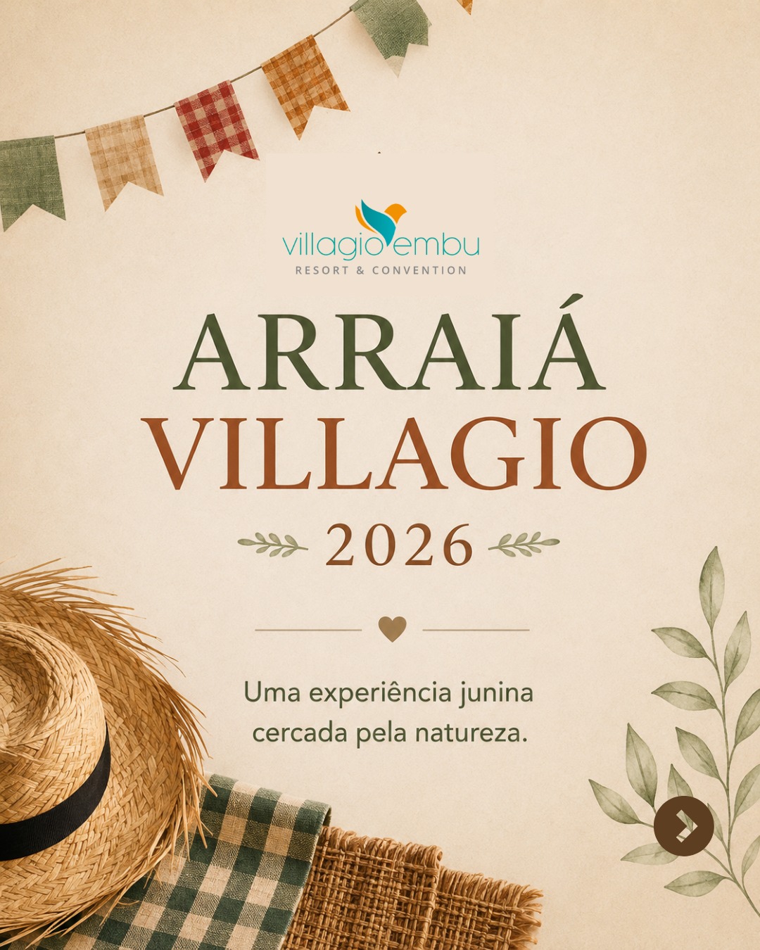 O clima mais aconchegante do ano chegou ao Villagio Embu!
Entre bandeirinhas, fogueira e sabores típicos, o Arraiá Villagio 2026 foi pensado para criar momentos especiais em meio à natureza.
Um convite para desacelerar, reunir a família e viver finais de semana cheios de tradição, lazer e memórias inesquecíveis. 💛
🎶 Quadrilha
🔥 Fogueira e comidas típicas
👨👩👧👦 Atividades para toda a família
🌿 Um refúgio cercado pela natureza
Ainda dá tempo de fazer sua reserva!
#VillagioEmbu #ArraiaVillagio #FestaJunina #HotelFazenda #TurismoSP #EmbuDasArtes #ViagemEmFamilia #Fogueira #Arraia2026 #LazerEmFamilia