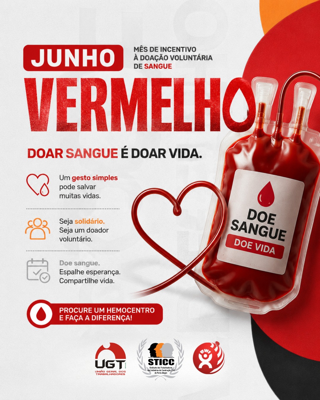 Junho Vermelho é o mês de conscientização sobre a importância da doação de sangue. Um gesto simples que pode salvar muitas vidas!
Seja solidário. Seja um doador voluntário. Cada bolsa de sangue representa esperança para quem mais precisa.
Doe sangue. Espalhe esperança. Compartilhe vida.
Procure um hemocentro e faça a diferença! 📍
#JunhoVermelho #DoeSangue #DoeVida #Solidariedade #STICC #ConstruçãoCivil