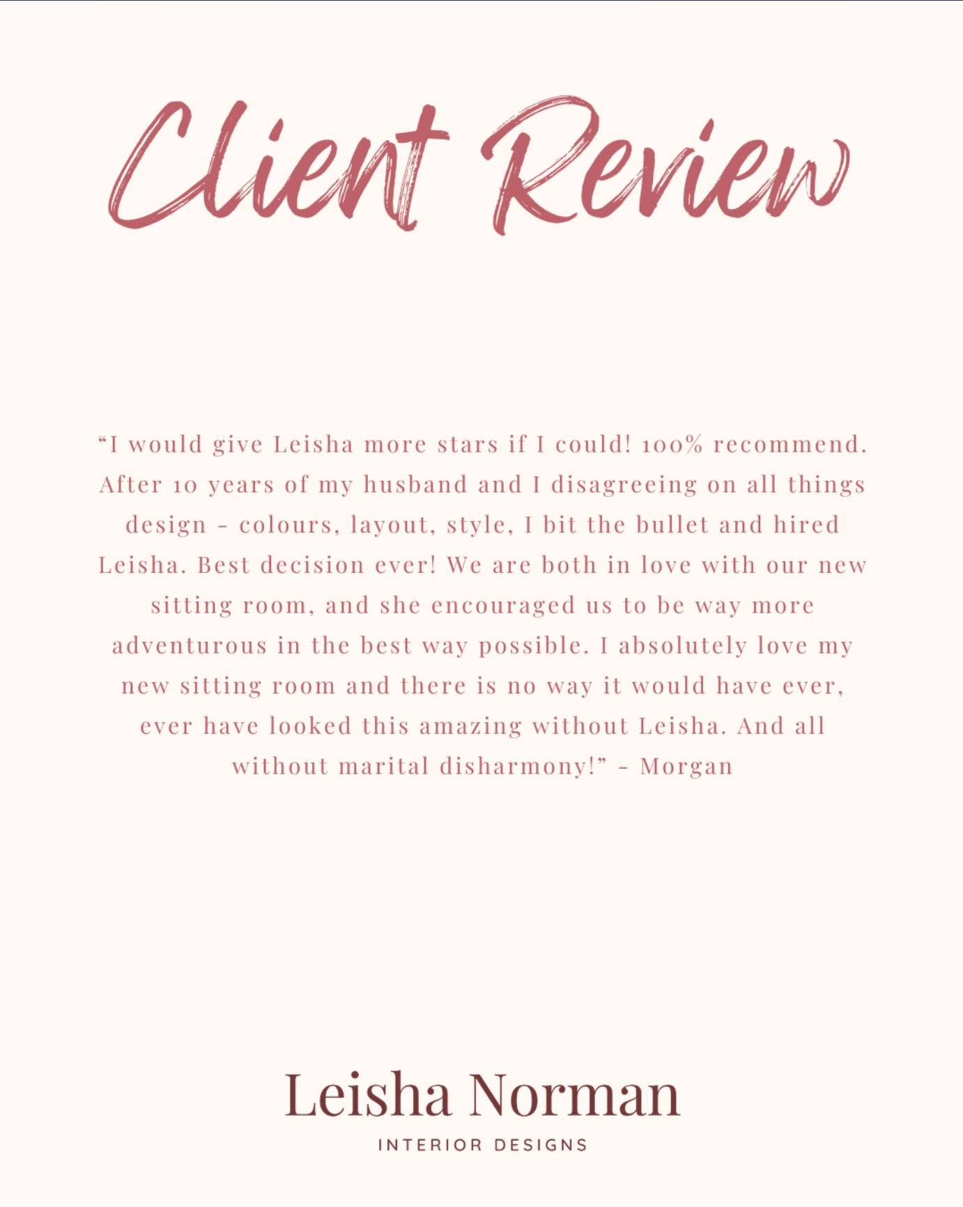 I love this review because it highlights one of my favorite parts of the job: acting as a design mediator! 🤝
After 10 years of disagreements, I helped this couple move past the "safe" options and find a bold, adventurous style they both love, all while keeping the marital harmony intact. Sometimes, all you need is a fresh set of eyes to encourage you to be a bit more "Brave, not Beige."
#leishanormaninteriors #bravenotbeige #clientreview #interiordesignhampshire #designmediation #sittingroomdecor #colourconfidence #homerenovation #southamptonbusiness #livingroomgoals #authenticdesign