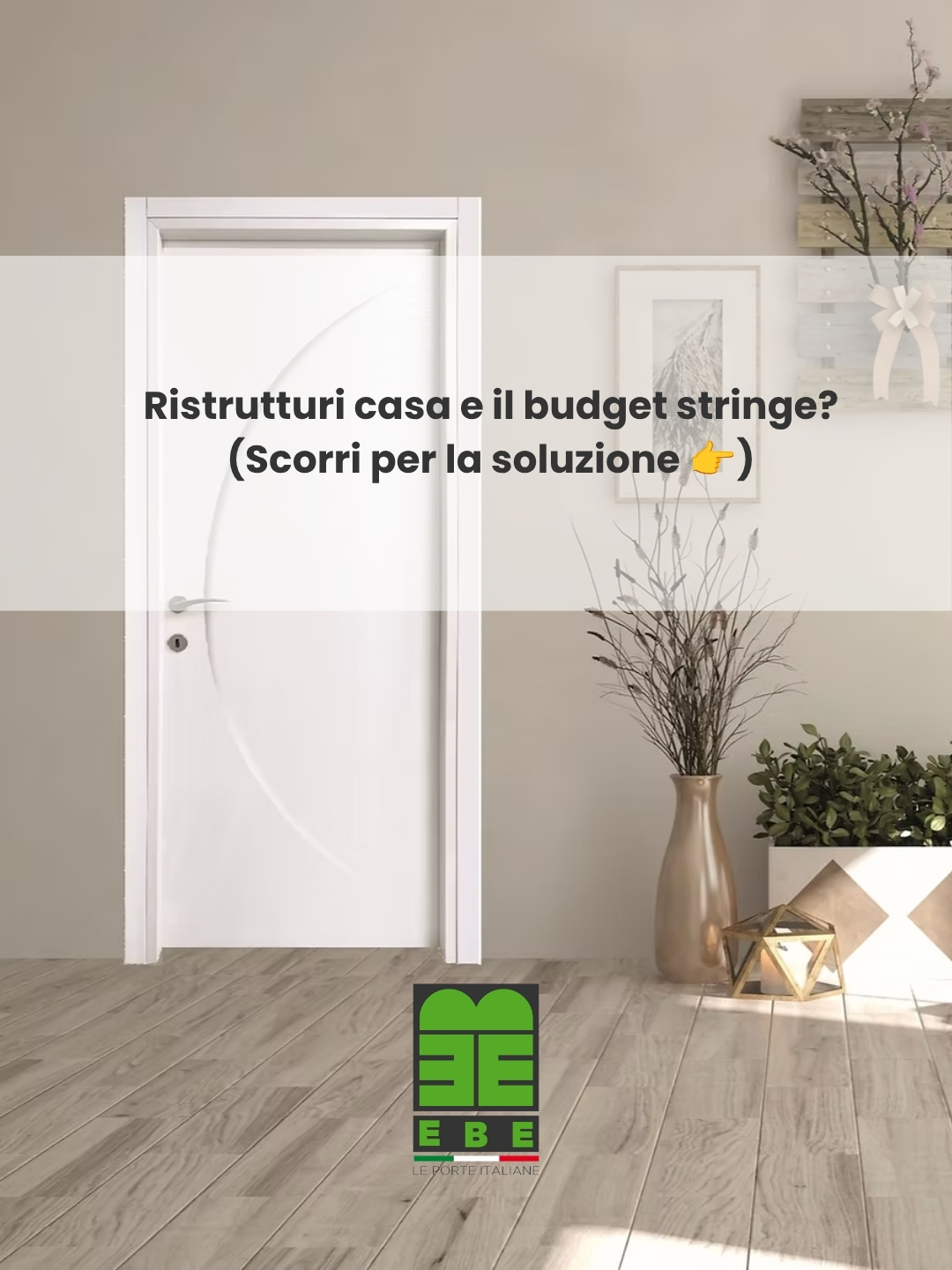 Quando si ristruttura, le porte interne sono sempre l'ultima cosa a cui si pensa. E puntualmente, quando arriva il momento di sceglierle, i fondi sono quasi finiti e la pazienza è a zero.
Il rischio? Ripiegare su porte di bassa qualità che dopo un anno si sbucciano, non isolano i rumori e rovinano tutto il bel lavoro fatto nel resto della casa.
Noi di Ebe Porte sappiamo come funziona, per questo abbiamo due soluzioni per farti finire i lavori senza stress e senza svuotare il portafoglio in un colpo solo:
1️⃣ Finanziamento a Tasso Zero (fino a 24 mesi): Scegli la porta Made in Italy che hai sempre sognato e la paghi un po' alla volta, senza interessi.
2️⃣ Sopralluogo Gratuito: Niente ansia da "misure sbagliate". Veniamo noi a casa tua o in cantiere a prendere le misure al millimetro, senza impegno.
Tu devi solo venire in showroom e scegliere il modello e le finiture, a tutto il resto pensiamo noi.
⏳ Giugno è il mese decisivo per chiudere i cantieri prima di agosto.
Non aspettare l'ultimo minuto!
📍 Passa a toccare con mano la qualità nel nostro showroom in Via Manzoni 1 a Cercenasco (TO).
👉 Clicca il link in bio per prenotare subito il tuo sopralluogo gratuito o scrivici in Direct per maggiori informazioni!
#ebeporte #ristrutturazionecasa #porteinterne #portemadeinitaly #torino