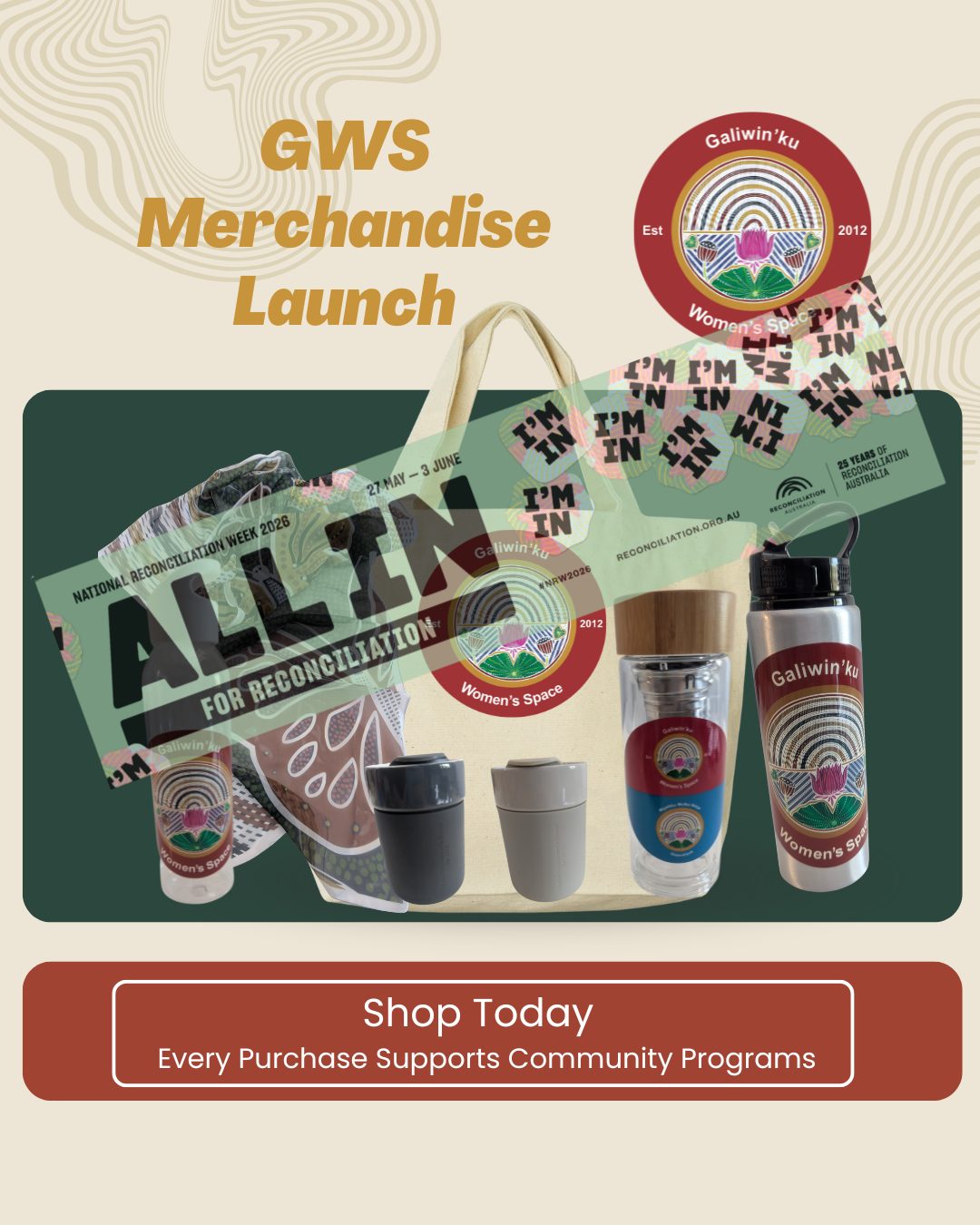 🖤💛❤️ "ALL IN" FOR RECONCILIATION🖤💛❤️
📣 WE’RE LAUNCHING OUR MERCH STORE 📣
This National Reconciliation Week, we are proud to officially launch the Galiwin’ku Women’s Space merchandise store.
Launching during Reconciliation Week is intentional, because reconciliation is about action, community, connection, and supporting Aboriginal-led initiatives in meaningful ways.
Every purchase helps support our work with women, children, and families in community while celebrating culture, strength, and connection.
This year’s theme, “All In,” reminds us that we all have a role to play in creating safer, stronger, and more connected communities.
Wear the message.
Support community.
Walk with us.
Shop now: Link in our Bio or click below
https://www.galiwinkuwomenspace.com/category/all-products
#NRW2026 #AllIn #ReconciliationWeek #GaliwinkuWomensSpace #SupportCommunity #WearTheChange