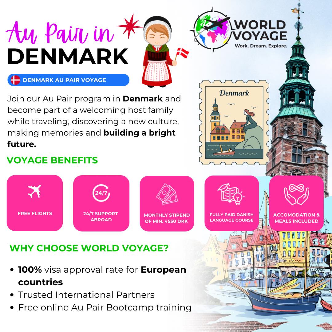 POV: You’re living in Denmark, earning money, experiencing a new culture, and your flights were 100% FREE. ✈️🌍🇩🇰
Our Denmark Au Pair program is the perfect way to live life to the fullest, see the world, and build your independence.
Who can apply:
✅ Between age 18 - 29
✅ Unmarried with no children
✅ Non-smoker
✅ Citizens of South Africa, Zimbabwe, Botswana, or Namibia 🇿🇦 🇿🇼 🇧🇼 🇳🇦
What's in it for you?
✈️ FREE flights
🪪 Visa assistance
🏡 Safe, vetted host families with 24/7 support
🛌 Private room & all meals provided
💸 Monthly pocket money + paid holiday days
🏥 Full medical insurance covered by your host family
The world is waiting for you, apply today!
👉https://atlas.worldvoyage.co.za/
#WorldVoyage #AuPairProgram #TravelEurope #DenmarkAuPair #ExploreTheWorld
