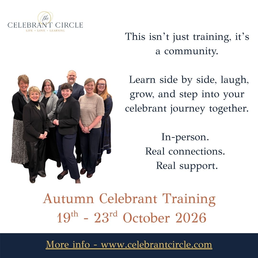 Imagine loving what you do 💫
Our professional celebrant training course equips you to create meaningful ceremonies that truly reflect people’s lives, love and stories.
From your first script to your first ceremony delivery, you’ll be guided every step of the way — in a nurturing, inclusive, in-person training environment.
✨ Learn the craft
✨ Build your confidence
✨ Launch your celebrant career
And most importantly…
💛 become part of a community that feels like home.
More info on our website.
#celebranttraininguk
#professionalcelebrant
#celebrantsupport
#celebranttraining