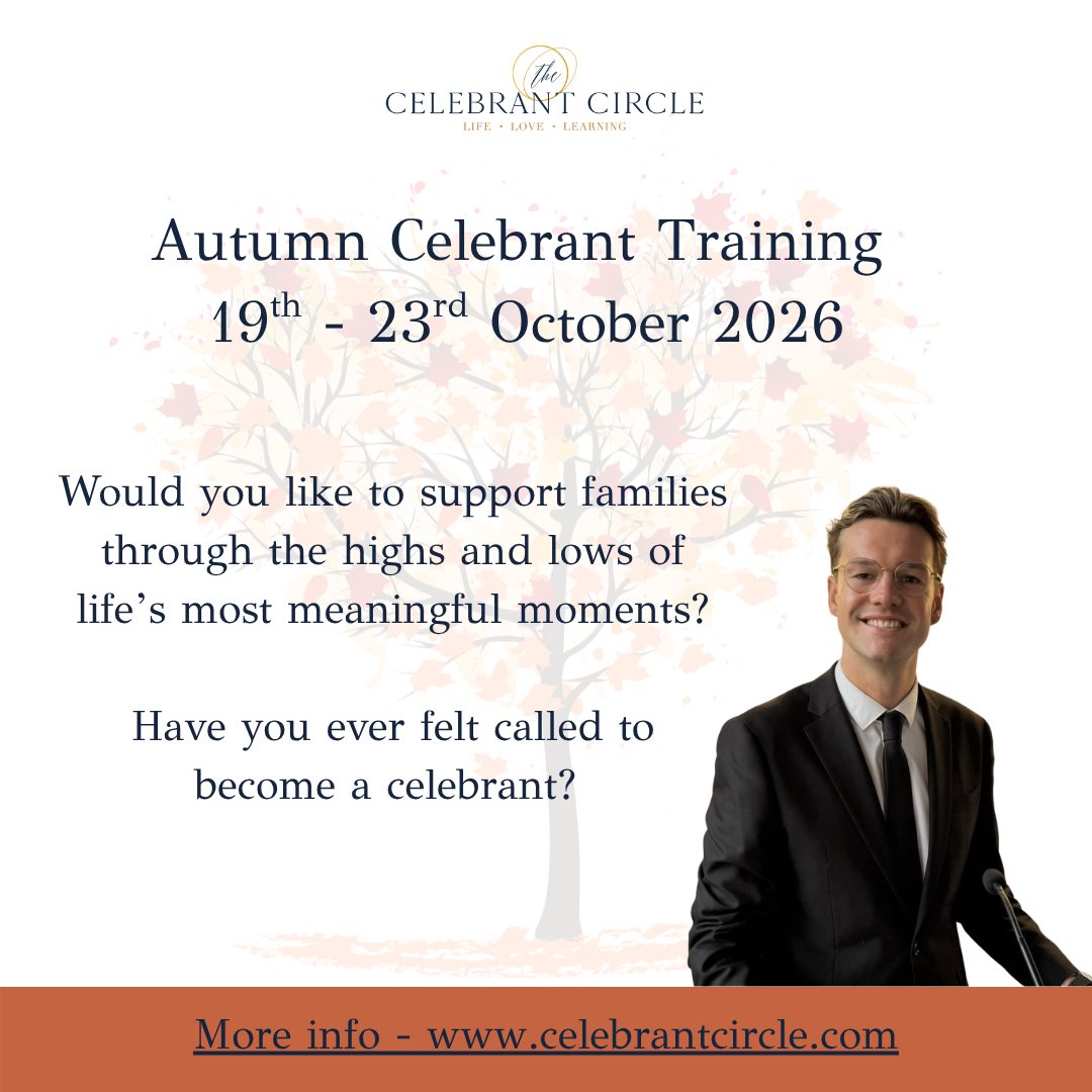 Learn. Create. Connect. Honour. Celebrate.
Design beautiful celebrant-led ceremonies from day one.
Side by side with an incredible celebrant community
✨ 5 days that could change everything
Gold Standard Celebrant Training.
Learn more via our website.
Image is Ben who trained with Celebrant Circle to become a professional celebrant.
#celebrantuk #CelebrantCircleUK #ProfessionalCelebrant #CelebrantCommunity #CelebrantTraining #BeACelebrant