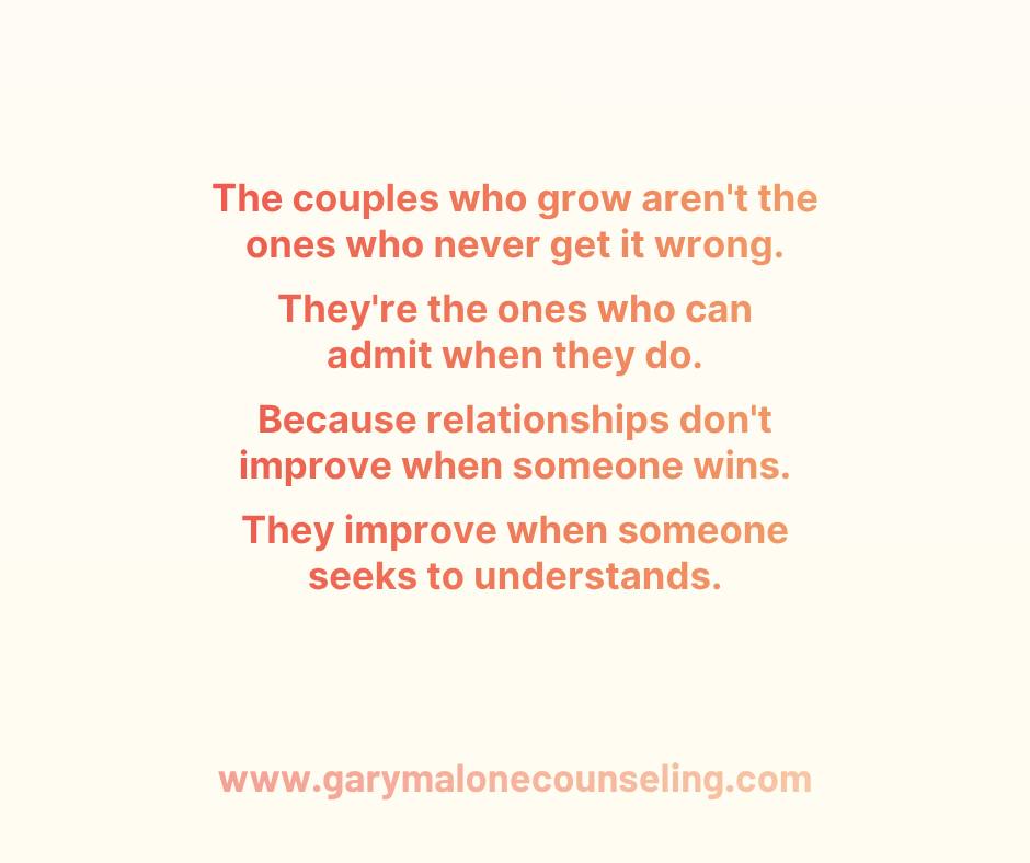 I've noticed something after years of working with couples:
The marriages that struggle the most aren't always the ones with the biggest problems.
They're often the ones where every disagreement turns into a debate.
Both people are gathering evidence.
Explaining why they're right.
Defending their intentions.
Pointing out what the other person missed.
And somehow neither person feels heard.
Because relationships don't improve when someone wins.
They improve when someone understands.
One of the healthiest things a person can say in marriage is:
"Maybe I missed something."
Not because they're weak.
Not because they're taking all the blame.
But because they're more interested in understanding than defending.
The truth is, most marriage problems aren't caused by bad intentions.
They're caused by blind spots.
Two good people can experience the same conversation completely differently and both walk away convinced they're the reasonable one.
That's why humility matters so much in marriage.
Humility isn't thinking less of yourself.
It's being willing to consider that your perspective might not be the whole story.
It's asking a question before making a conclusion.
It's staying curious when your first instinct is to get defensive.
The couples who grow aren't the ones who never get it wrong.
They're the ones who can admit when they do.
The moment a marriage becomes a competition, both people lose.
But when understanding becomes the goal, something changes.
The conversation gets safer.
Defenses soften.
Connection becomes possible again.
The goal of marriage isn't to win the argument.
It's to understand the person you're arguing with.
And that starts with a simple question:
"What if there's something here I don't see yet?"
If your relationship feels stuck, it's worth asking:
Am I trying to be understood?
Or am I trying to understand?