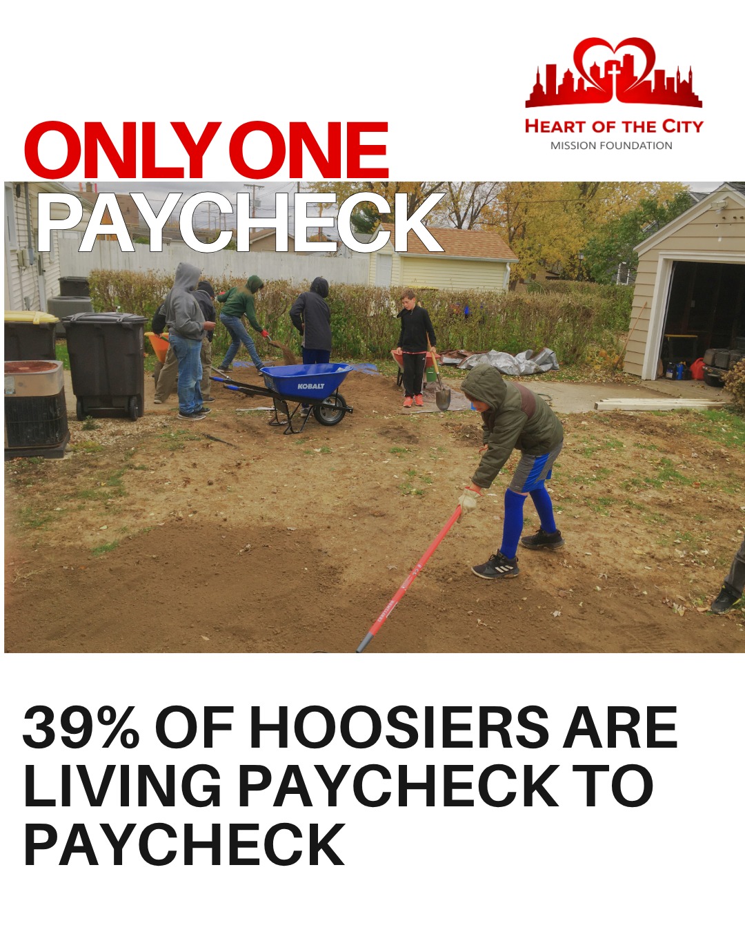 39% of Hoosiers live paycheck to paycheck.
With the proposed low-barrier homeless shelter it makes our efforts for our community that much more important. Our mission is to bridge the gap for low-income families when that paycheck is stretched thin.
How are we bridging the gap?
-Families who need "just a few groceries" to get through the week
-Offering laundry services at no cost to free up finances they can allocate elsewhere
-Reliable relationships with our team: Often all it takes is knowing there is *someone* who cares to keep a person going.
Living paycheck to paycheck may be a reality for nearly half of our neighbors but it doesn't mean they have to fear missing a meal. That's where we come in.