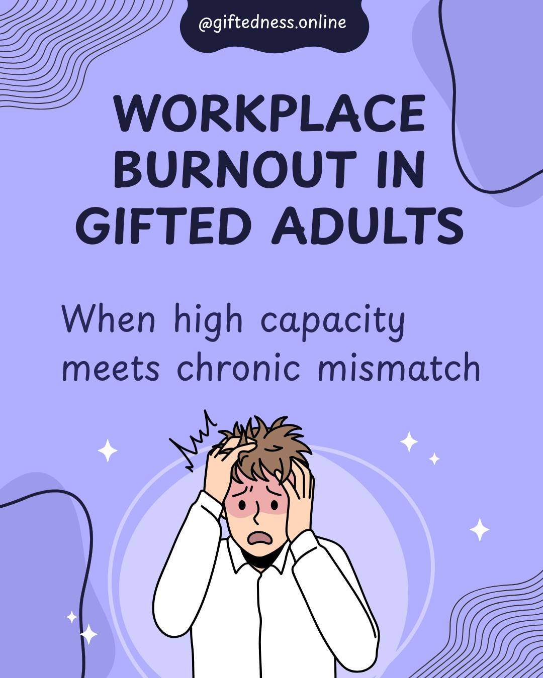 Workplace burnout in gifted adults is not about fragility or poor resilience.
Research shows burnout emerges when high capacity meets chronic misalignment—especially low autonomy, limited challenge, and sustained masking of cognitive or emotional depth (Maslach & Leiter, 2016; Rinn & Bishop, 2015).
Gifted traits like high responsibility, internal standards, and deep engagement can increase risk when workplaces rely on gifted employees to “carry more” without structural support. Person–environment mismatch is a well‑established predictor of burnout, particularly in high‑ability populations.
Burnout recovery is not just rest. It requires role alignment, autonomy, meaning, and realistic expectations—so gifted adults can work with their strengths rather than against them.
📚 References
Maslach, C., & Leiter, M. P. (2016). Understanding the burnout experience: Recent research and its implications for psychiatry. World Psychiatry, 15(2), 103–111. https://doi.org/10.1002/wps.20311
Rinn, A. N., & Bishop, J. (2015). Gifted adults: A systematic review and analysis of the literature. Gifted Child Quarterly, 59(4), 213–235. https://doi.org/10.1177/0016986215600795
Van den Broeck, A., Ferris, D. L., Chang, C. H., & Rosen, C. C. (2016). A review of self‑determination theory’s basic psychological needs at work. Journal of Management, 42(5), 1195–1229.
Leiter, M. P., & Maslach, C. (2004). Areas of worklife: A structured approach to organizational predictors of burnout. Research in Occupational Stress and Well Being, 3, 91–134.
Persson, R. S. (2010). Experiences of intellectually gifted students in an egalitarian educational system. Journal for the Education of the Gifted, 33(3), 350–381.
#burnout #recovery #GiftedAdult #recoveryispossible #burnouthelp #giftedadults #giftedness #smart #GiftedAdults #workburnout