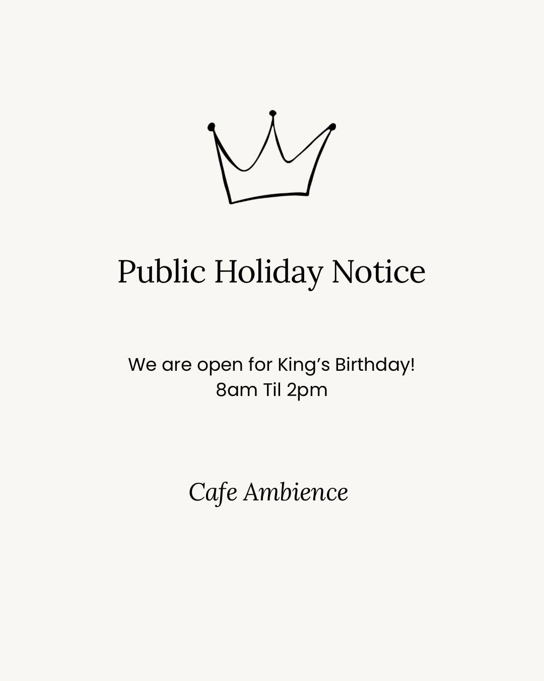 Hear ye hear ye!
We welcome you to spend King’s Birthday (Monday the 1st) with us!
What better way to spend your long weekend than relaxing and enjoying coffee and good food.
#kingsbirthday #local #coffee #food #emporio #welcome