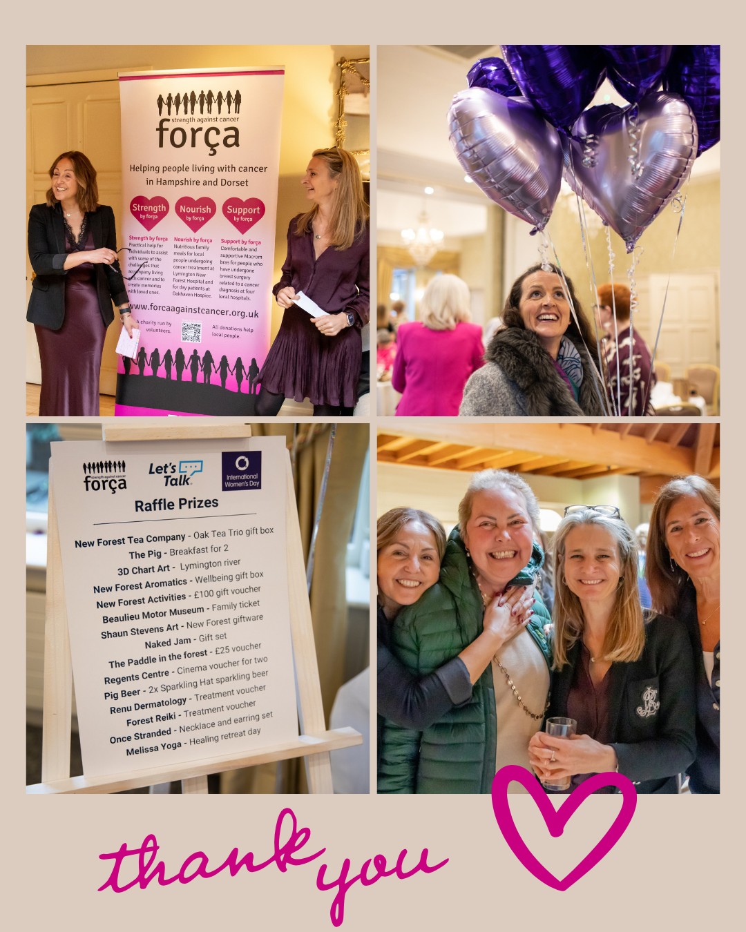 Many, many thanks to @letstalkcomms, whose annual International Women's Day Lunch raised £1,000 for força strength against cancer. 🙏
A big thank you to everyone who supported the event, especially those who so generously donated raffle prizes. 🙏
Save the date for next year's event: Friday 5th March 2027! 💕
📸 @hstrong_photography
#strengthagainstcancer #força #newforestnationalpark
@realfoodnewforest @the_pig_hotels @renu.dermatology @melissalomasyoga @newforestreiki @3dchartart.71 @newforestactivities @nationalmotormuseum @newforestaromatics @oncestranded @shaunstevensart @nakedjam @thepaddleintheforest @regentchristchurch @pigbeerco @newforestteaco
@powertospeak9 @the_absent_pony_24