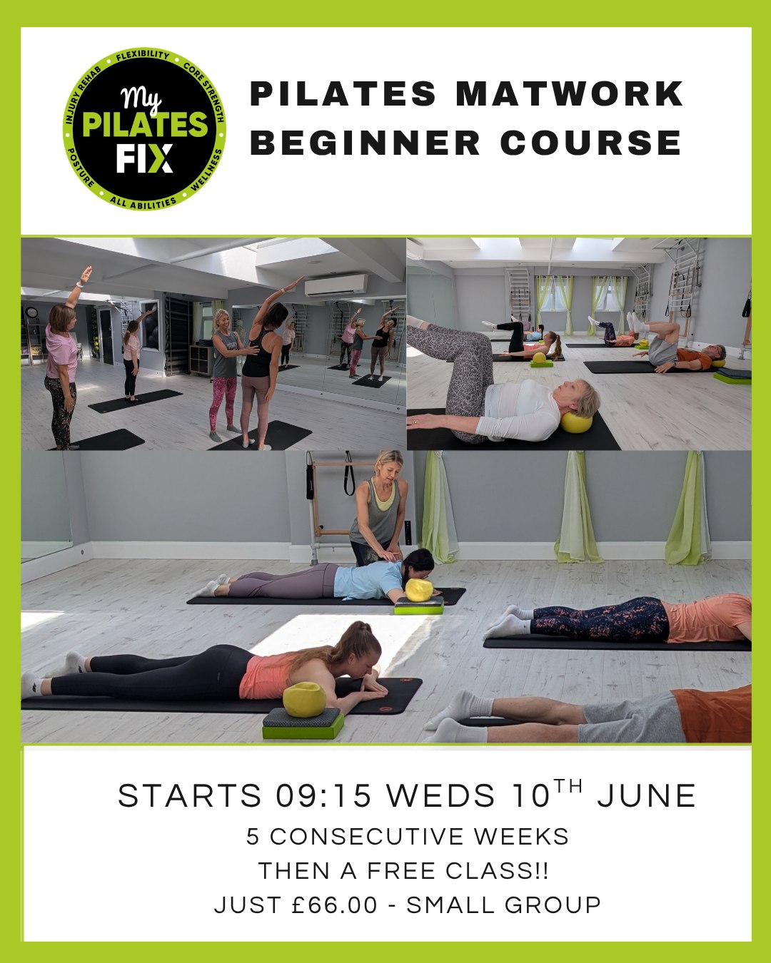 Last call for our Matwork Beginner course starting this coming Wednesday 10th June for 5 weeks. Taught by Studio owner Neil. Just £66.00 for the 5 week course + a FREE class. Missing a date due to holidays? Don’t worry, the course is built (and priced) with this in mind, there will be lots of repetition so you won’t feel like you’ve missed out. Book your place via our website.
#pilatestechnique #backpainawareness #lowimpactworkout #backpaintreatment #pilatesmatwork #pilatesstudios #pilatesbeginner