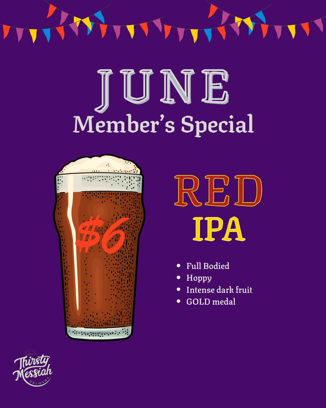 This months member's special is our popular Red IPA - now pouring just for you!