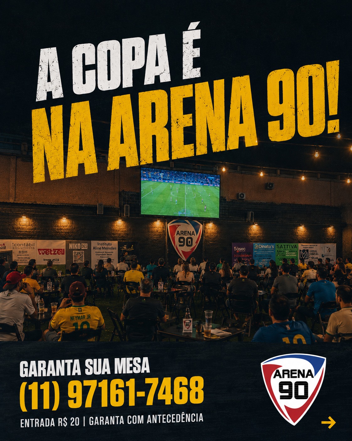 A Copa tem endereço certo em SP.
Telão LED, galera animada e o jogo transmitido do jeito que merece. Garanta sua mesa antes que lote!
Entrada: R$ 20
📞 (11) 97161-7468
📲 Chama no direct ou acesse o link da bio para reservar!
📍 Arena90 🏝️ beach tennis | futevôlei | vôlei de praia | funcional | society
#arena90 #copa #jogodabola #complexoesportivo #garаnтаsuamesa