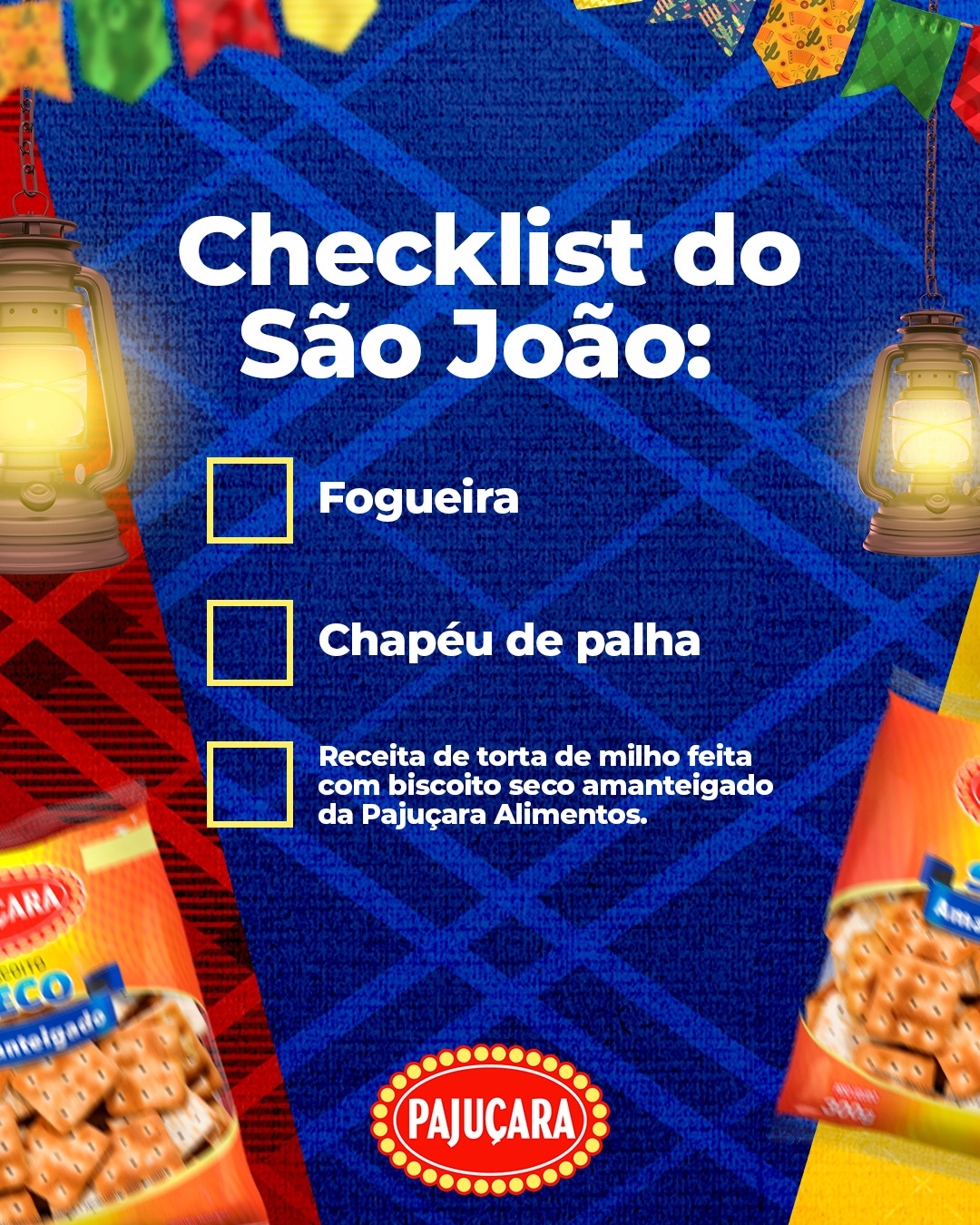 São João bom é aquele que reúne tradição, sabor e gente querida ao redor da mesa. 😎
E se a receita é especial, ela merece ingredientes que fazem a diferença.
Que tal preparar uma deliciosa torta de milho com o Biscoito Seco Amanteigado da Pajuçara Alimentos e deixar seu arraial ainda mais gostoso? 🥰
